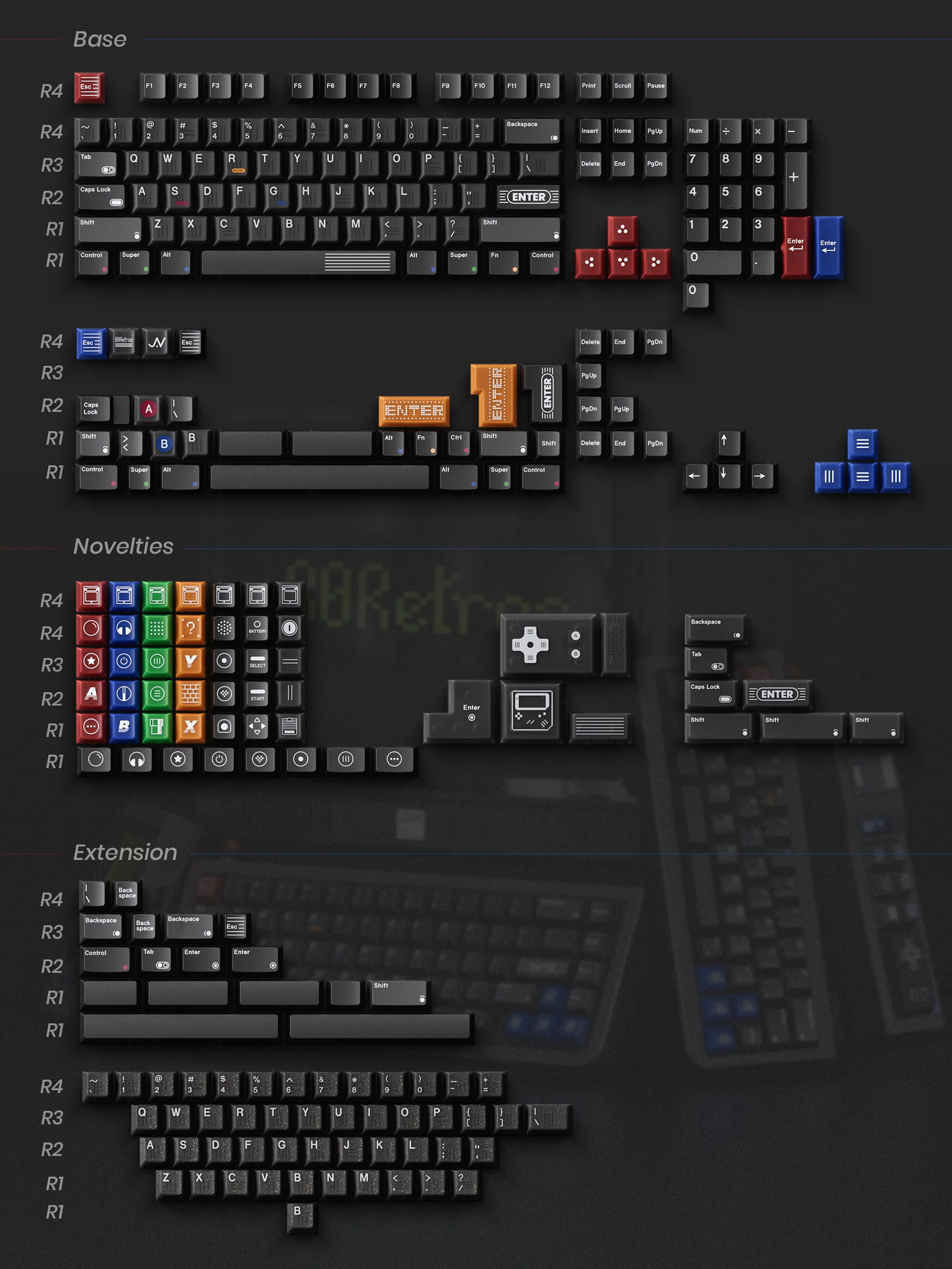 80Retros Game 1989 Black Translucent Keycap Set - Image 7