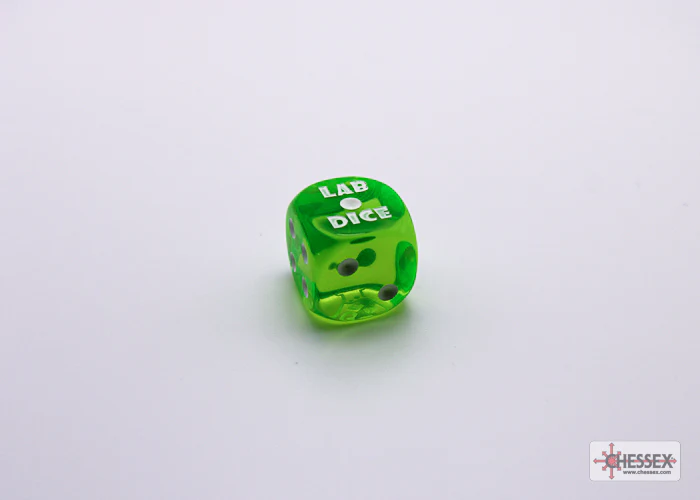 Chessex Lab Dice Translucent Rad Green / White Black Light 8 Dice Set 30062 - Image 3
