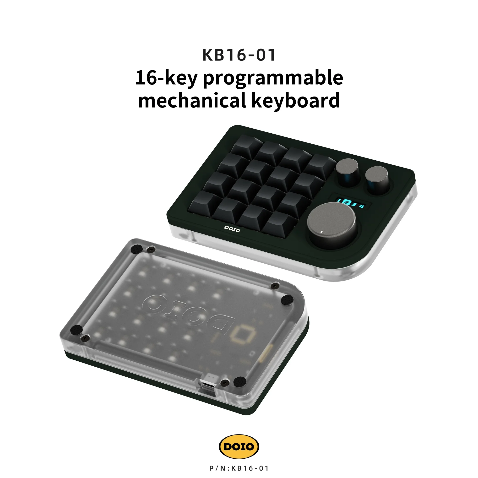 DOIO KB16 Triple Knob Macro Pad Keyboard - Image 9