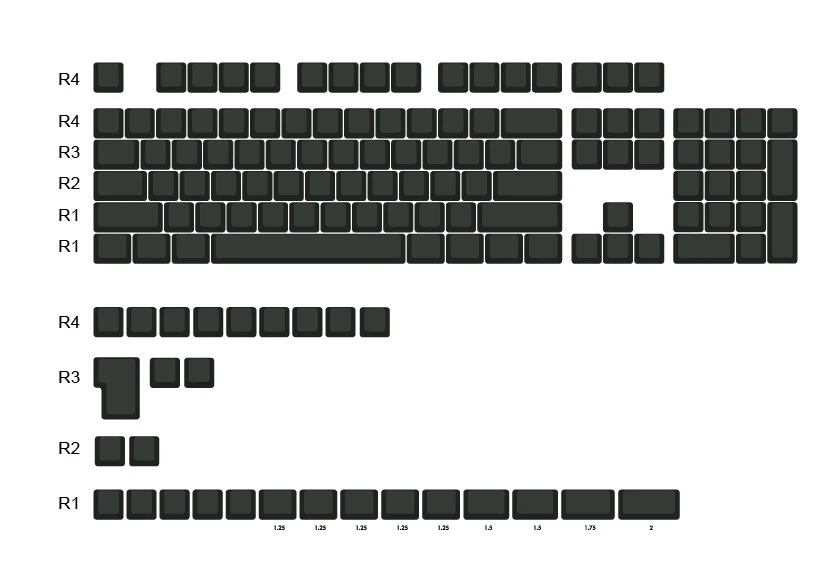 Ducky Black Blank 132 Key Cherry Profile PBT Keycap Set - Image 5