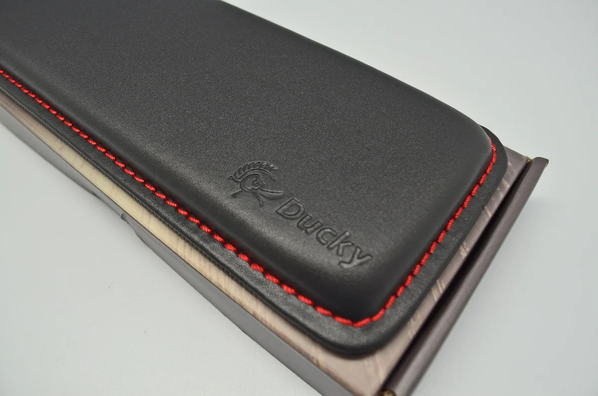 Ducky Fullsize Leather Wrist Rest with Red Stitching - Image 3