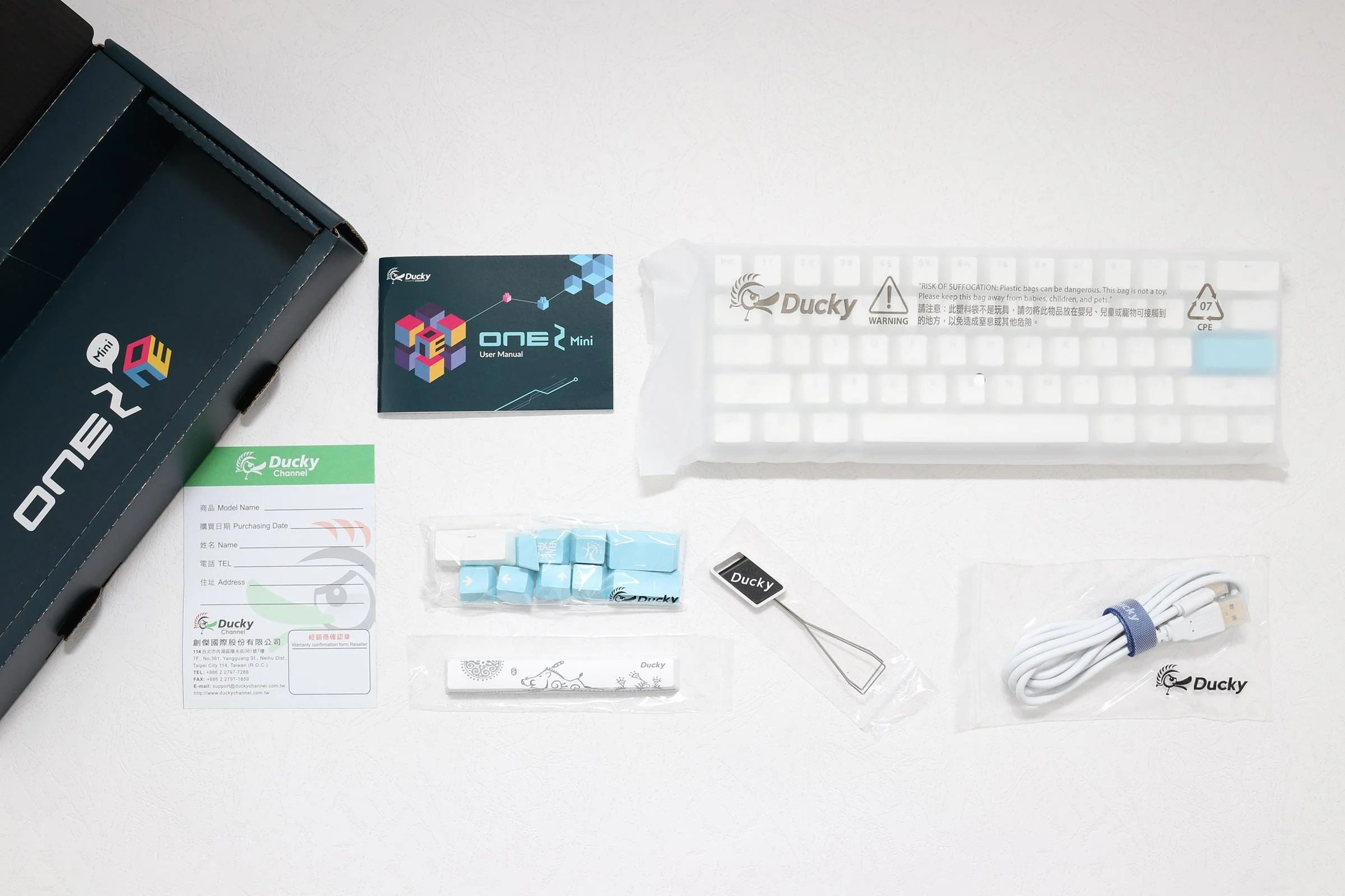 Ducky One 2 Mini Pure White RGB LED 60% Double Shot PBT Mechanical Keyboard - Image 6