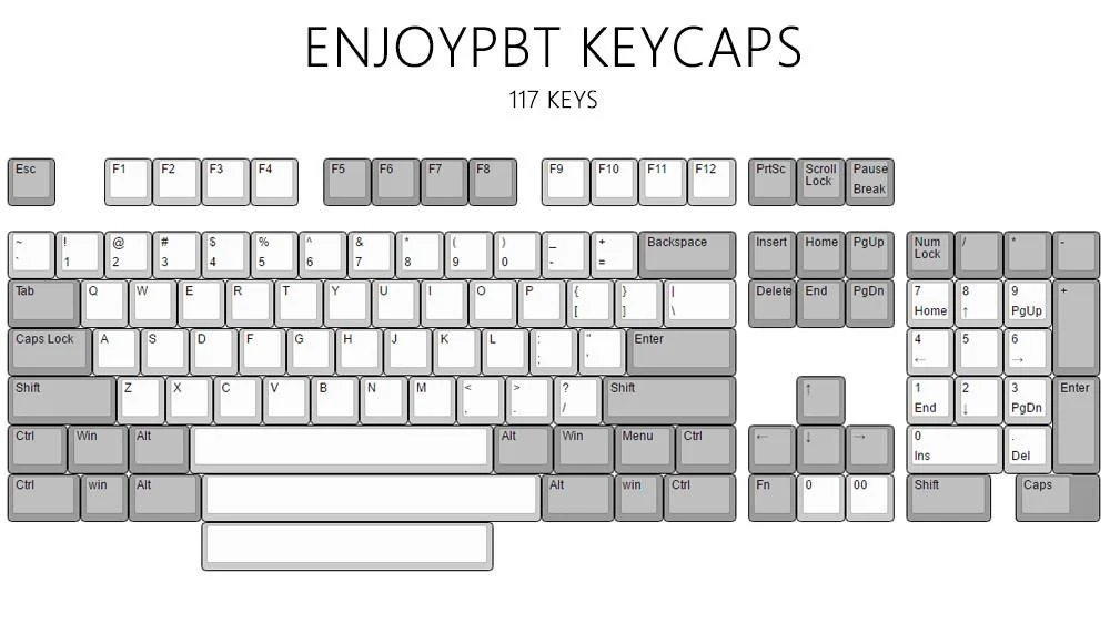 EnjoyPBT Purple Korean 117 Key Cherry Profile Dye Sub PBT Keycap Set - Image 3
