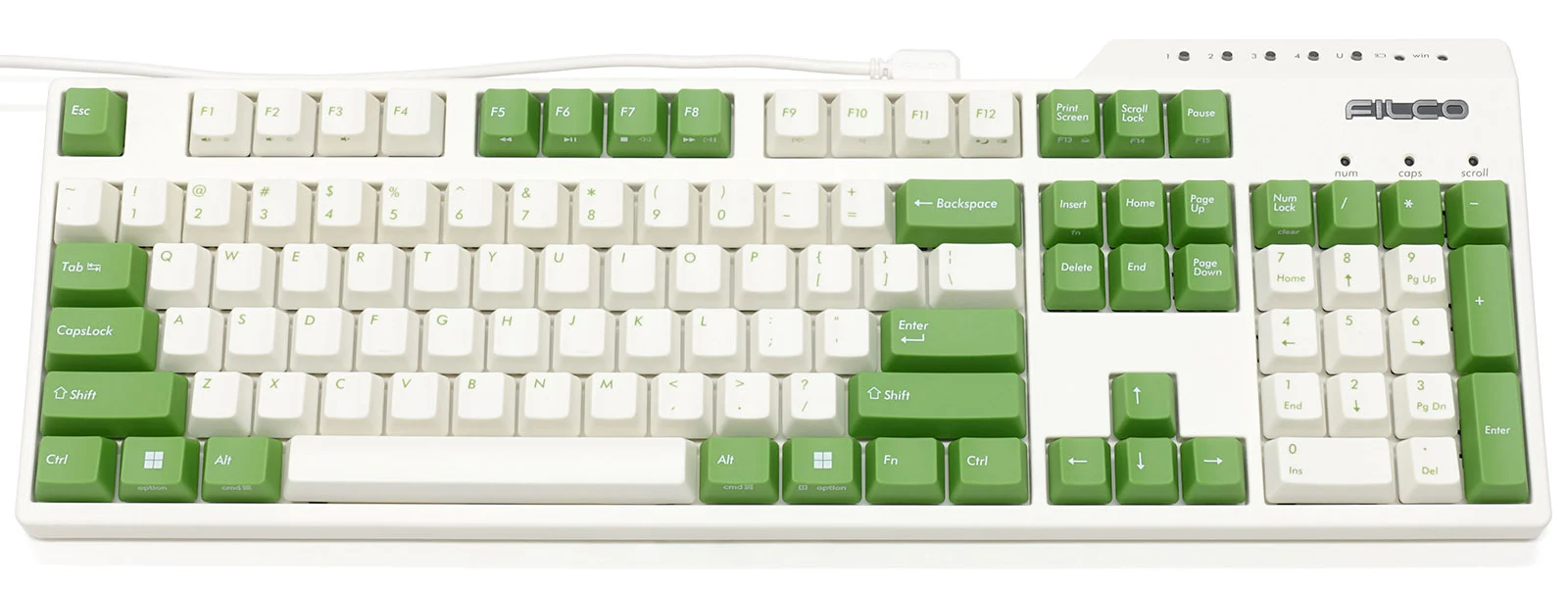 Filco Majestouch Convertible 3 Green and White Double Shot PBT Mechanical Keyboard - Image 10