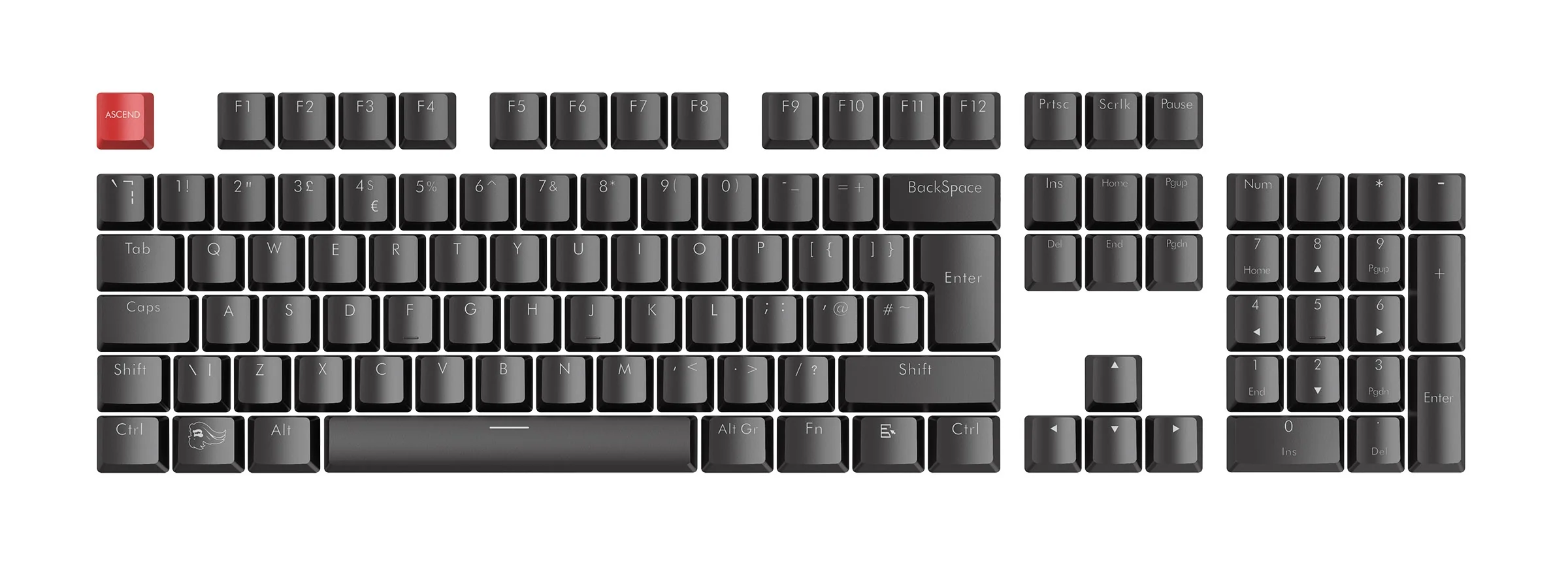 Glorious PC Black ISO UK 104 Key OEM Profile Backlit ABS Keycap Set