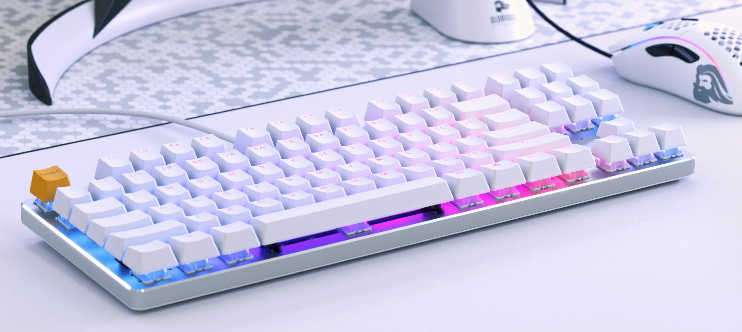 Glorious PC GMMK White Ice TKL RGB LED Double Shot ABS Mechanical Keyboard - Image 3