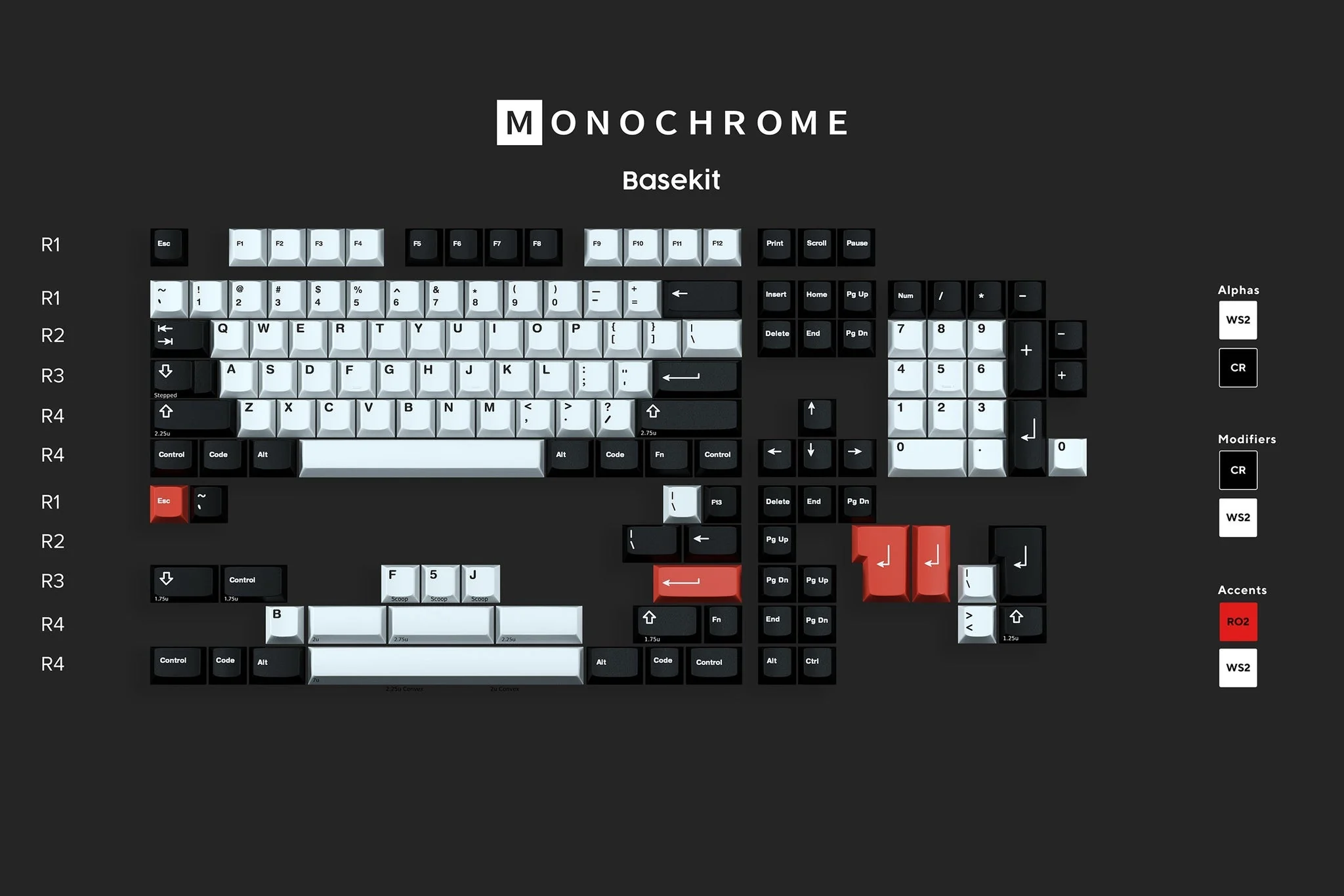 GMK Monochrome R2 Double Shot ABS Keycap Set - Image 5