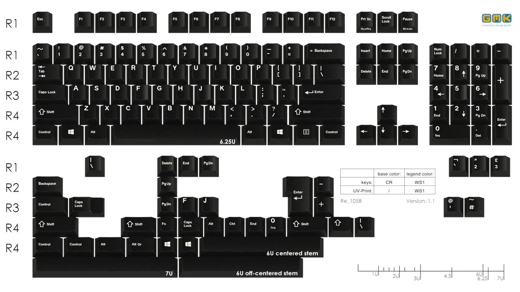 GMK Originative White on Black 143 Key Cherry Profile Double Shot ABS Keycap Set