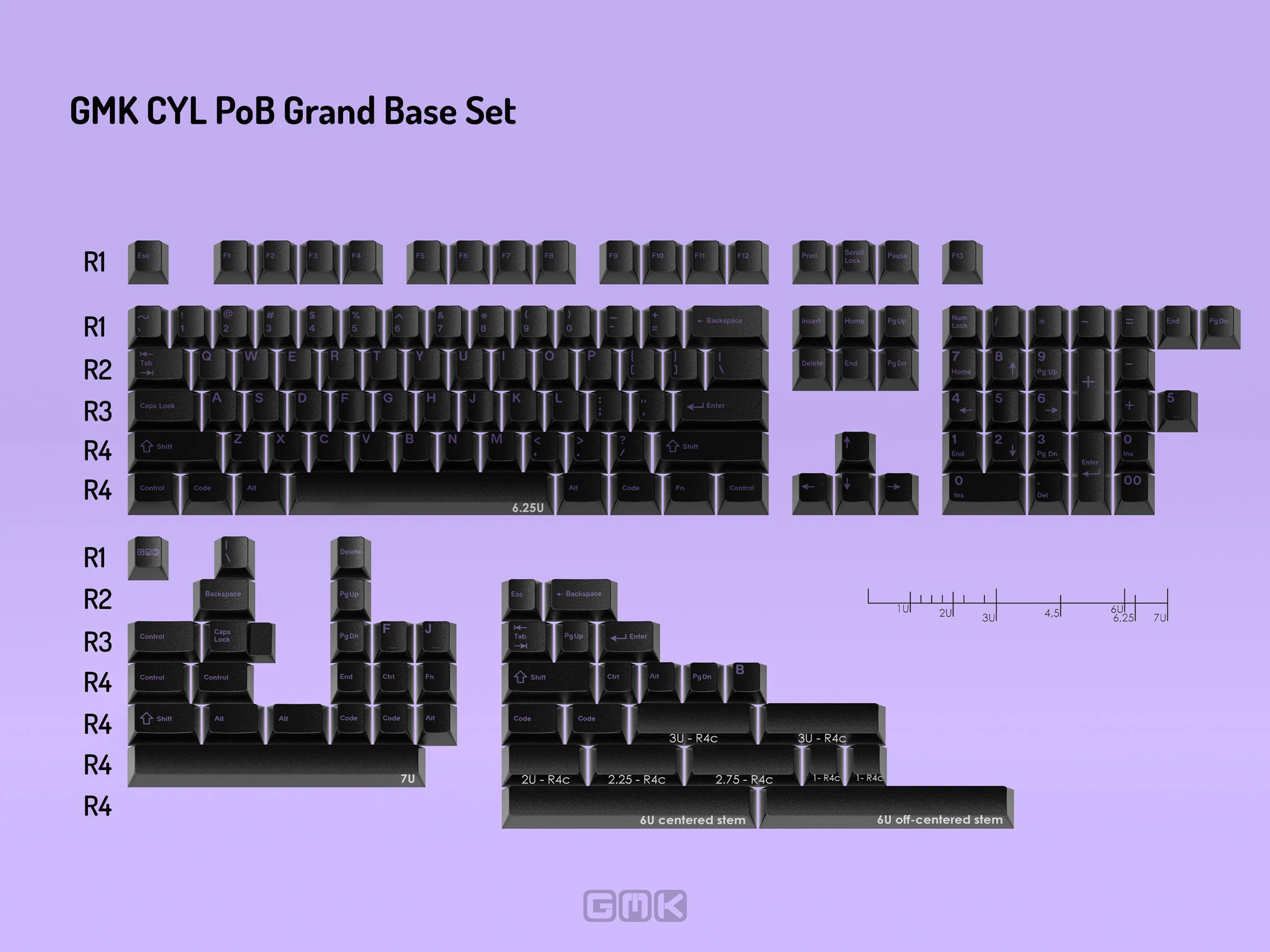 GMK x Glarses Purple on Black (POB) CYL Profile Double Shot ABS Keycap Set