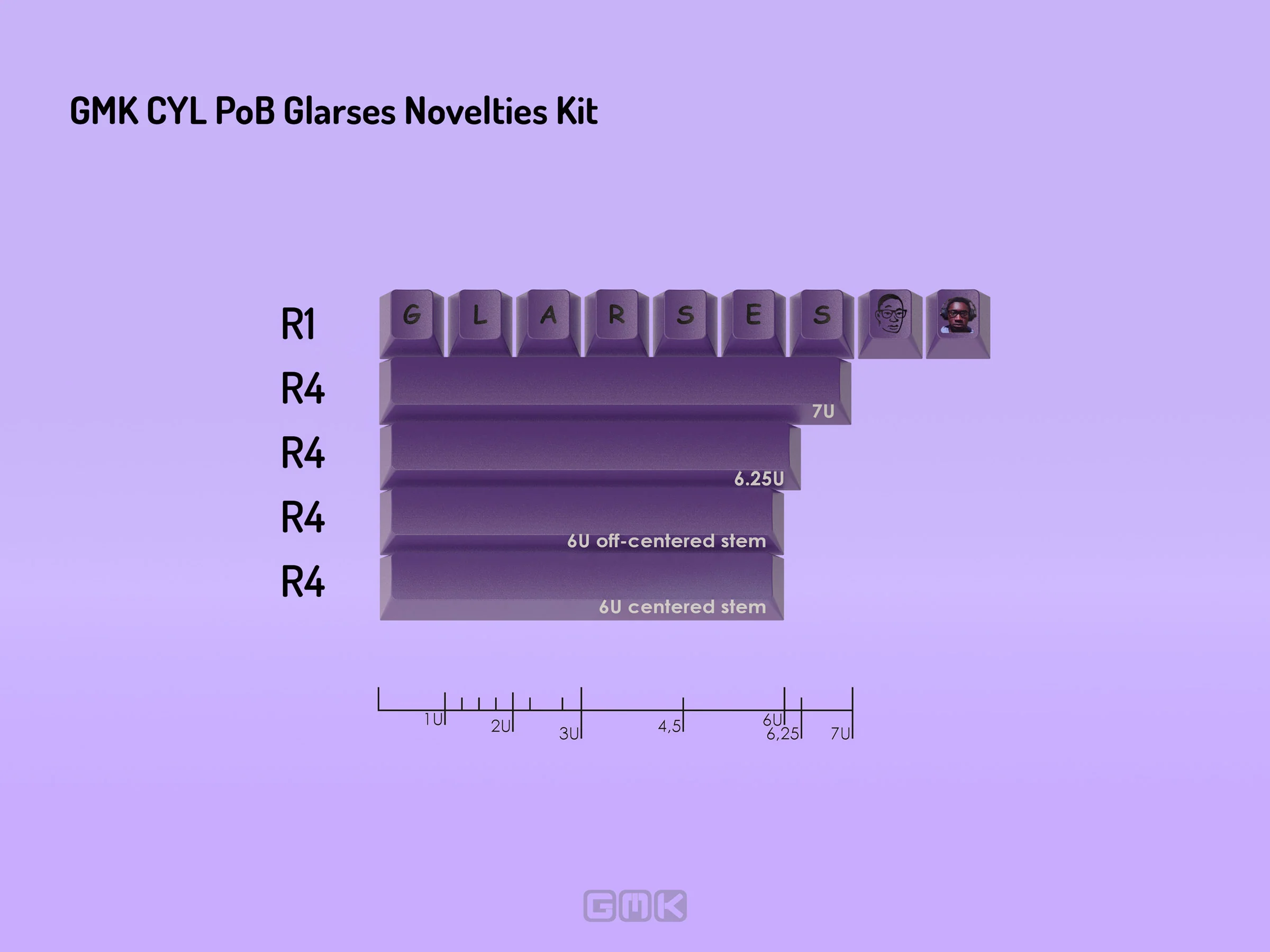 GMK x Glarses Purple on Black (POB) CYL Profile Double Shot ABS Keycap Set - Image 6