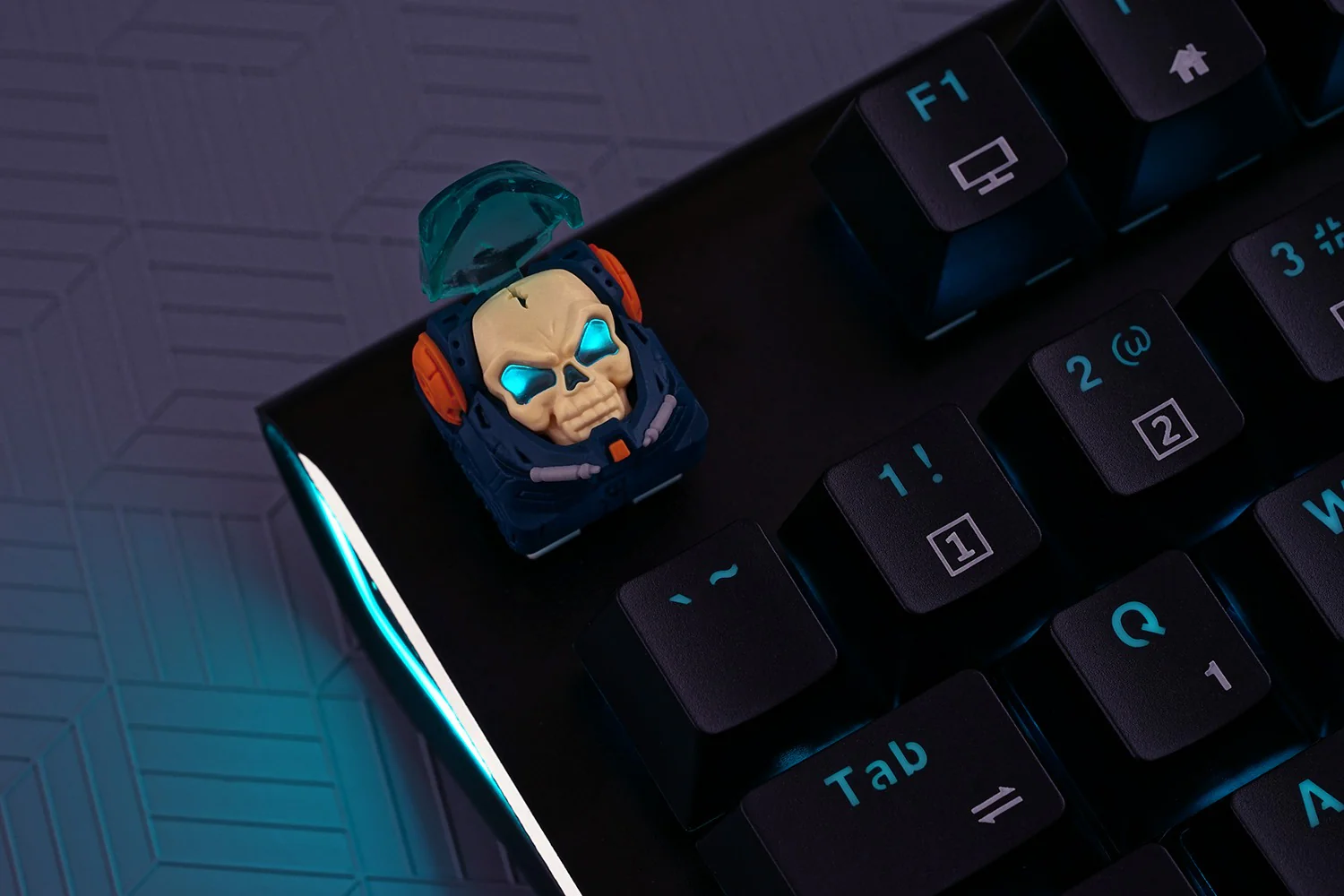 Hot Keys Project HKP Astronskull Navy / Orange Artisan Keycap - Image 3