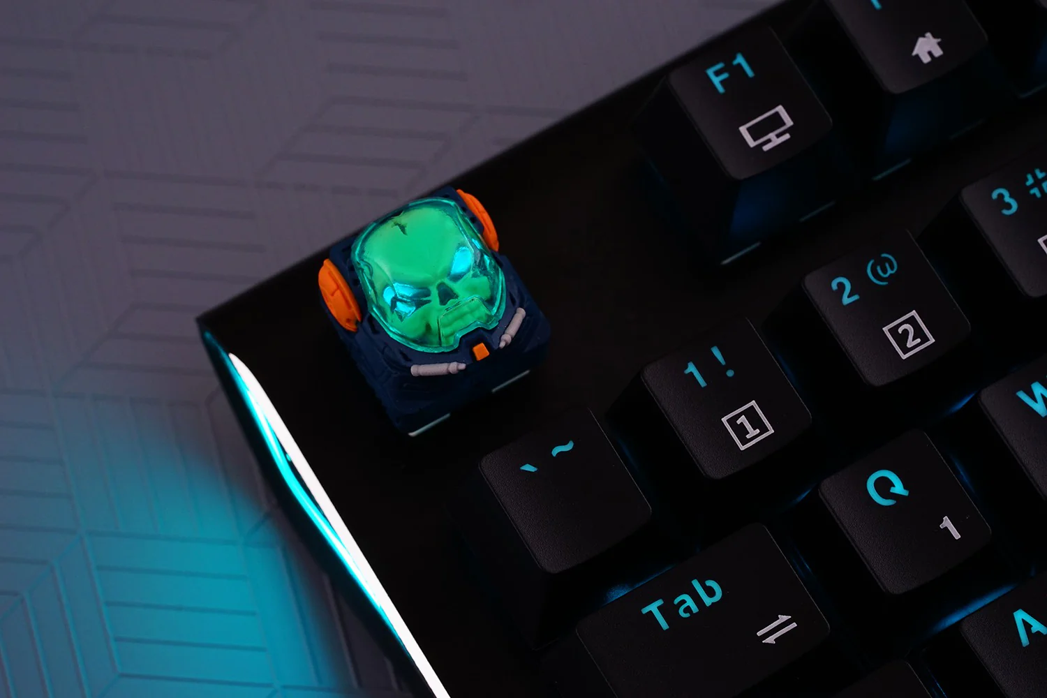 Hot Keys Project HKP Astronskull Navy / Orange Artisan Keycap - Image 4