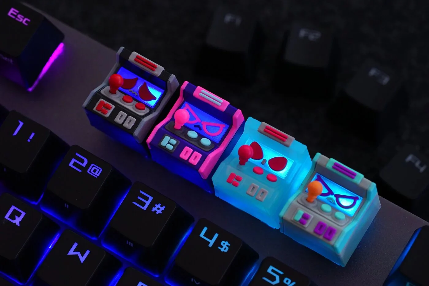 Hot Keys Project HKP Error Angry Grey Blue Purple Artisan Keycap - Image 6