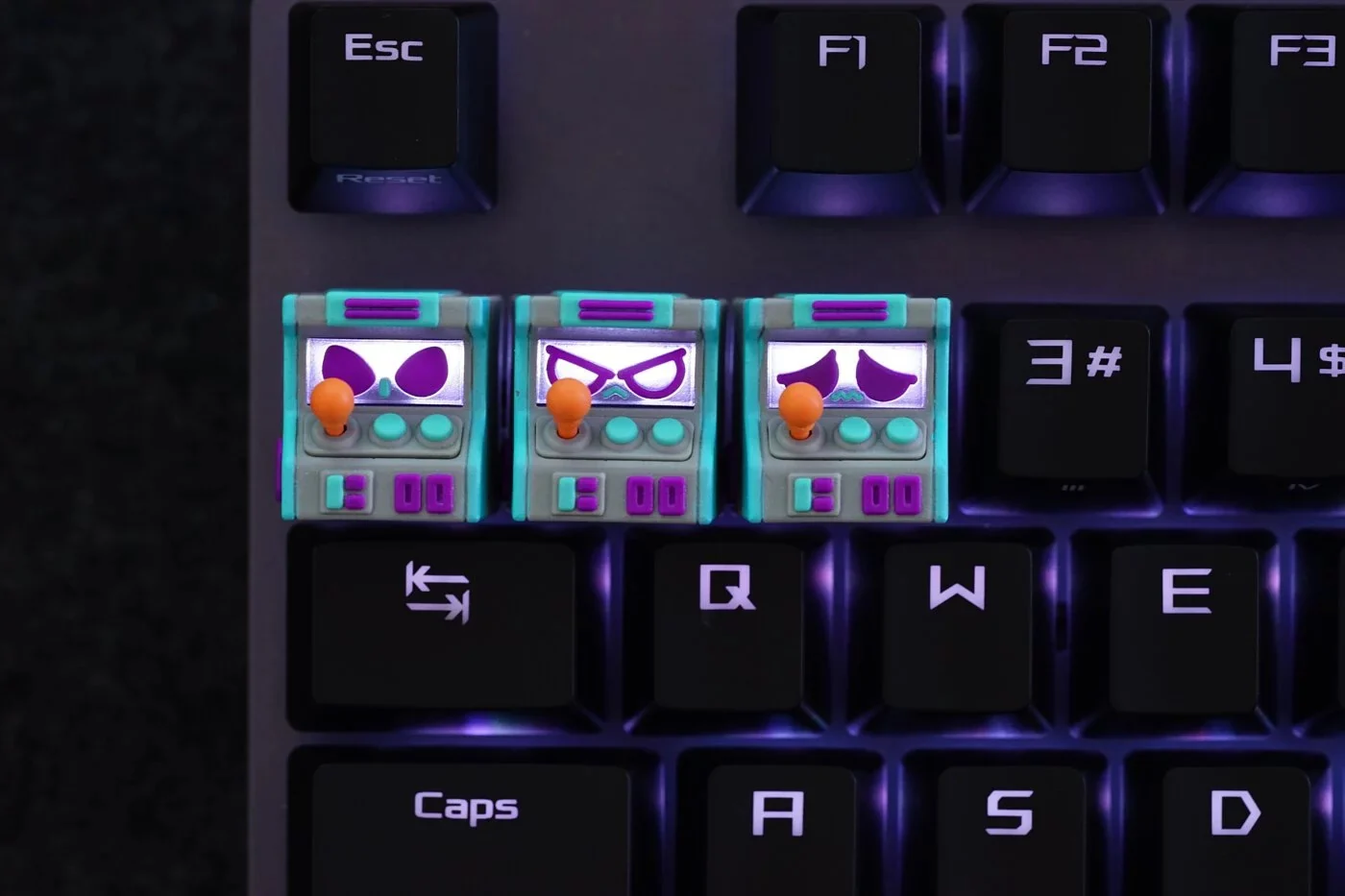 Hot Keys Project HKP Error Sad Grey Blue Purple Artisan Keycap - Image 3
