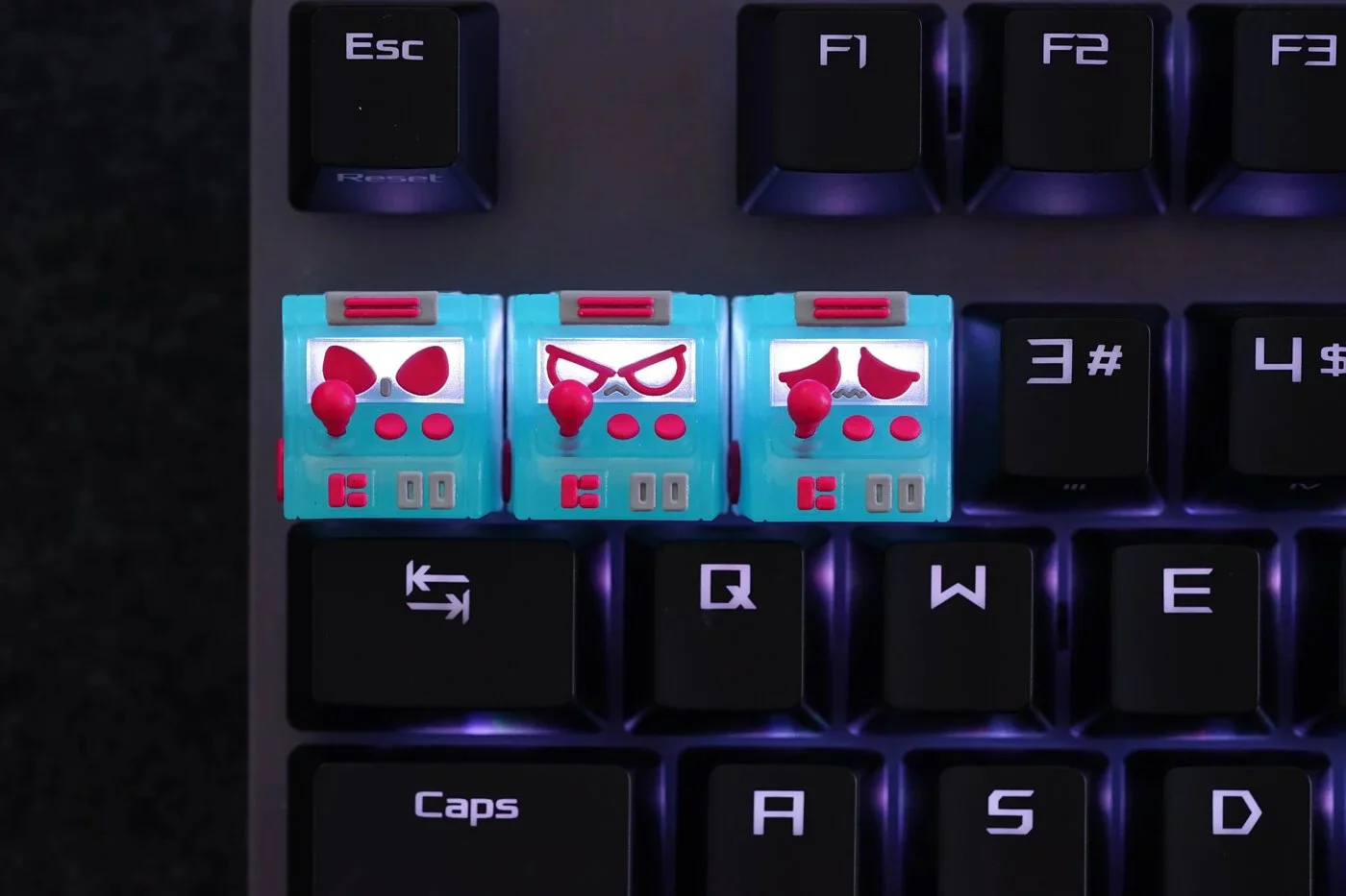 Hot Keys Project HKP Error Sad Trans Blue Red Artisan Keycap - Image 2