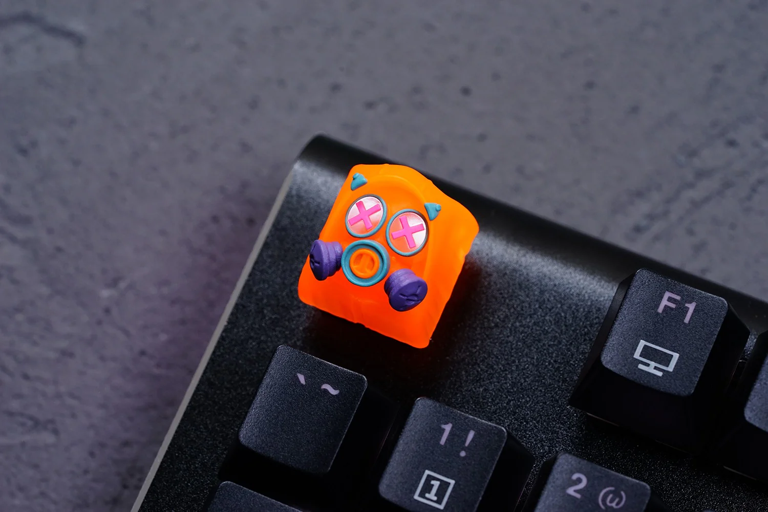 Hot Keys Project HKP Specter Crosseyes Neon Orange Artisan Keycap - Image 3