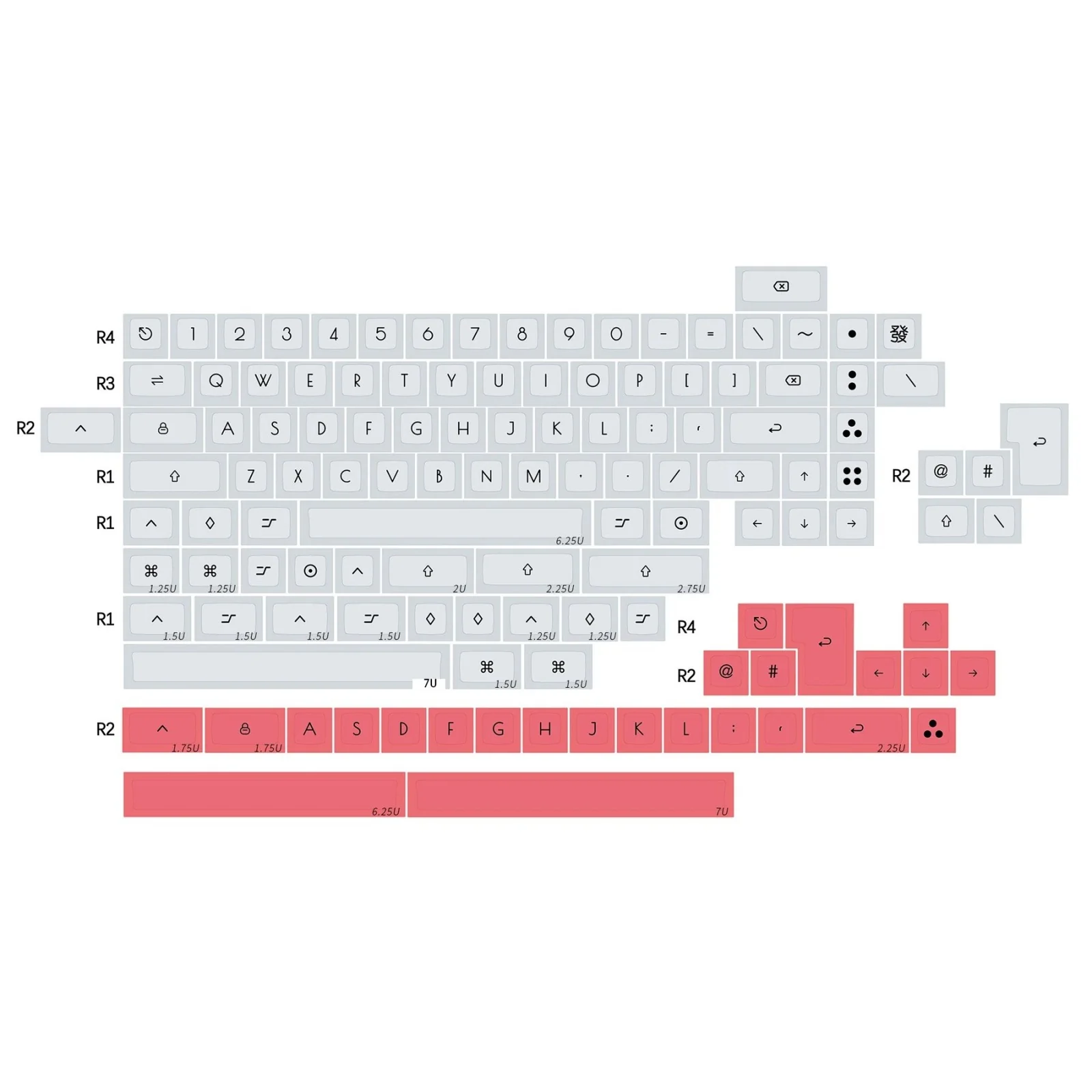 KBDFans White / Orange 124 Key Dye Sub KAT Profile PBT Keycap Set - Image 7