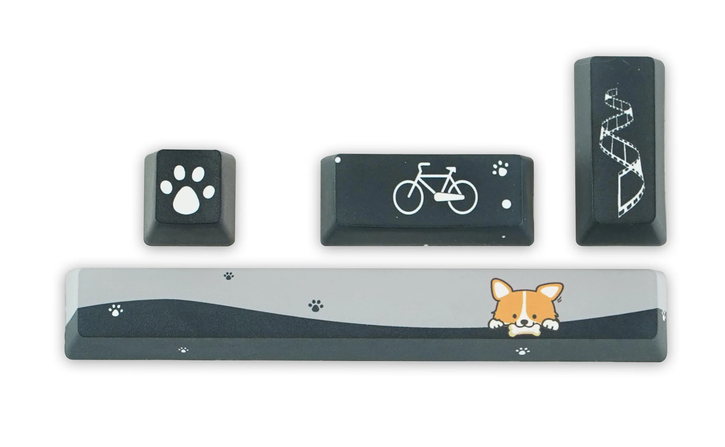 KBParadise Corgi Black 4 Key Dye Sub PBT Keycap Set