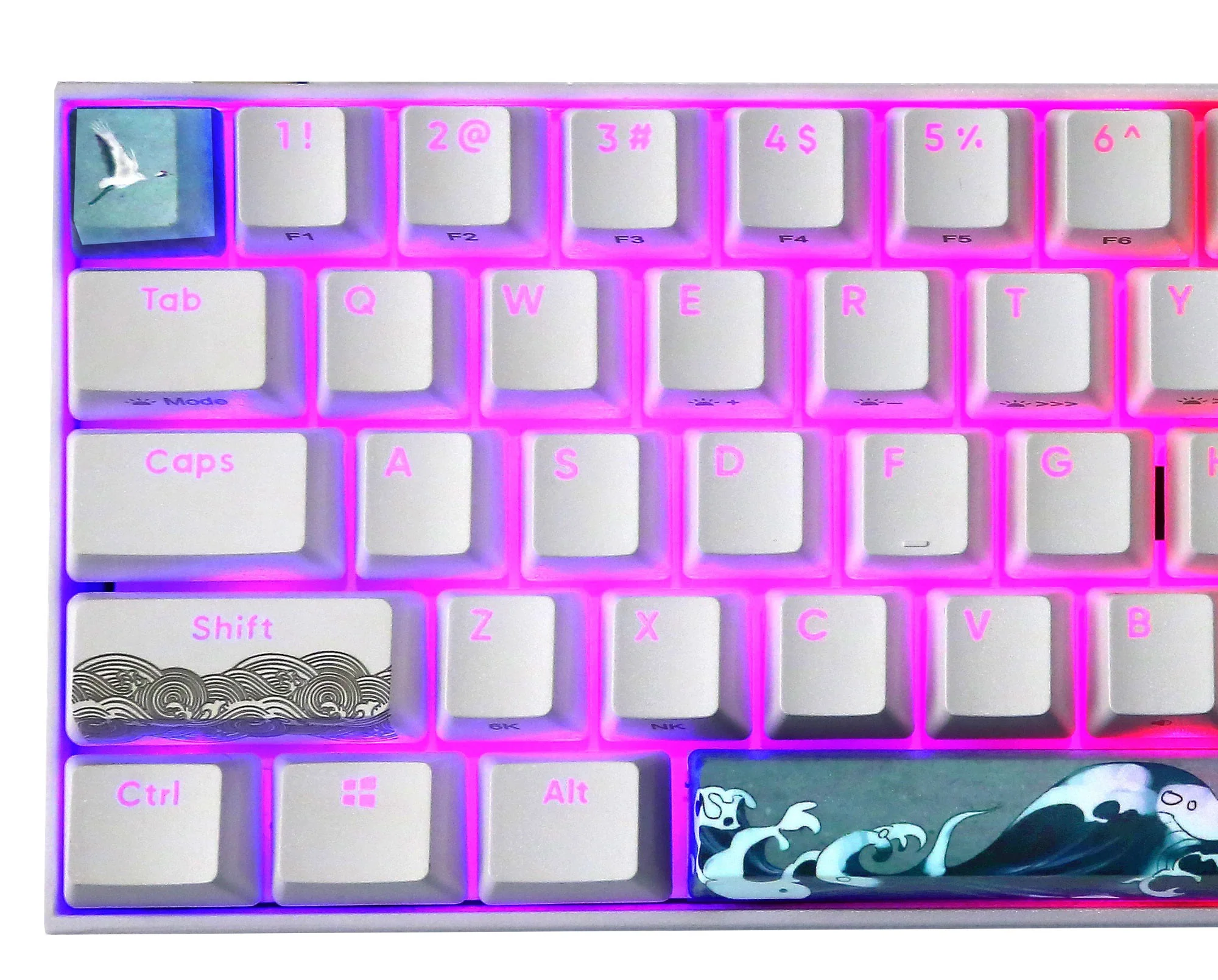 KBParadise V60 The 2 Sun Crane Wave RGB LED 60% Dye Sub PBT Hotswap Mechanical Keyboard - Image 3