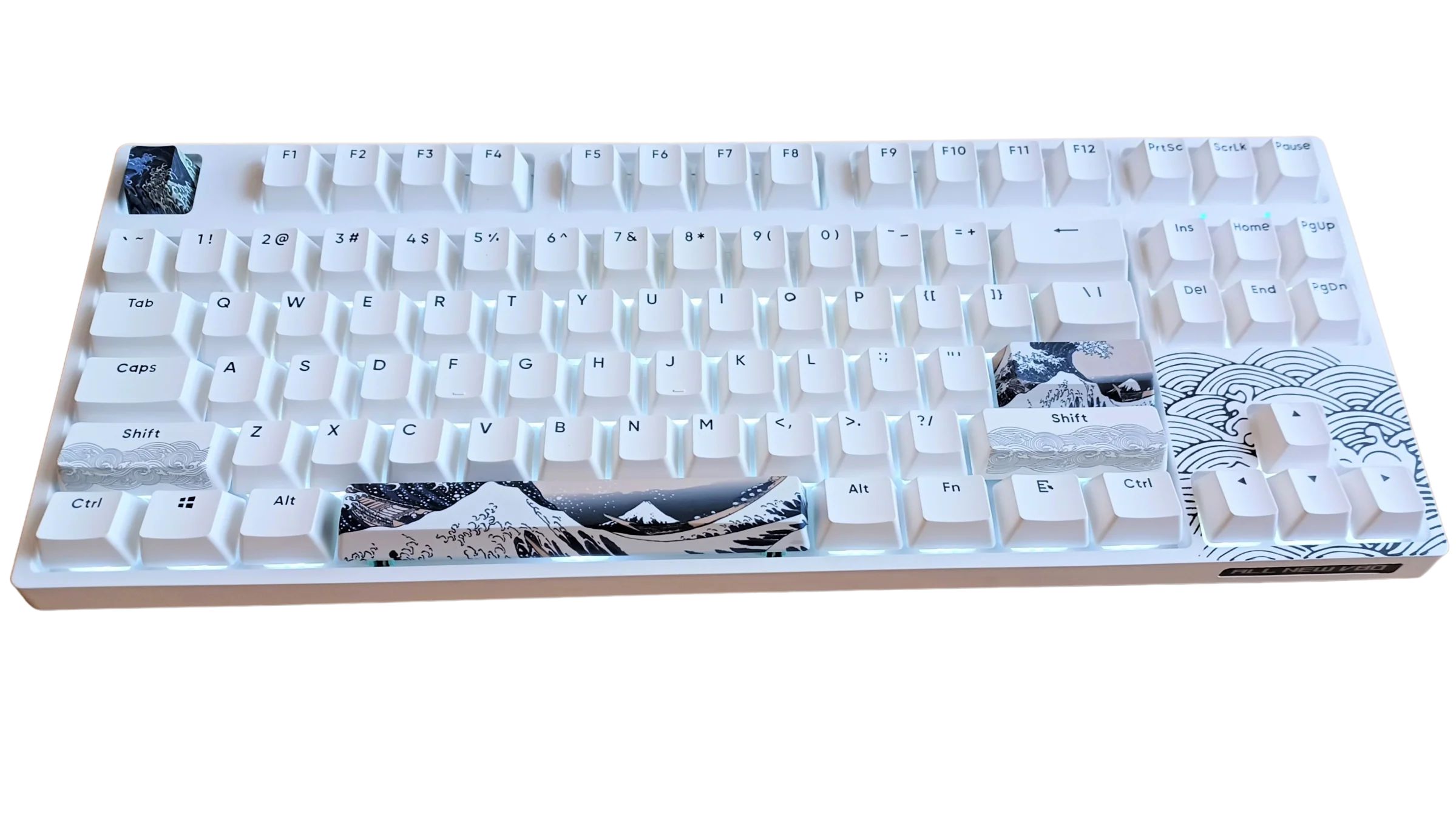 KBParadise V80 V2 White Great Wave TKL Hotswap White LED Double Shot PBT Mechanical Keyboard
