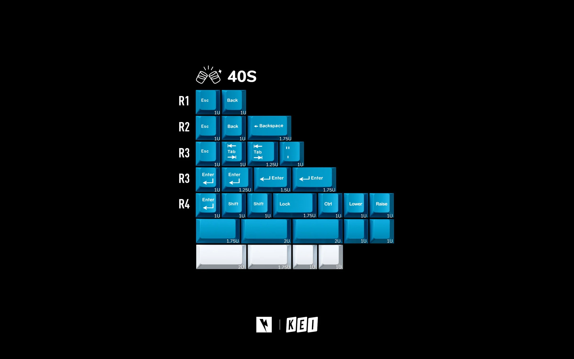 Key Kobo Soju Blue Cherry Profile Double Shot ABS Keycap Set - Image 10