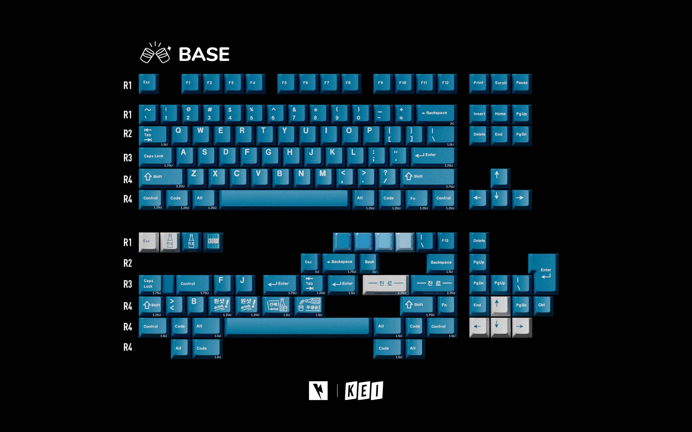 Key Kobo Soju Blue Cherry Profile Double Shot ABS Keycap Set - Image 12