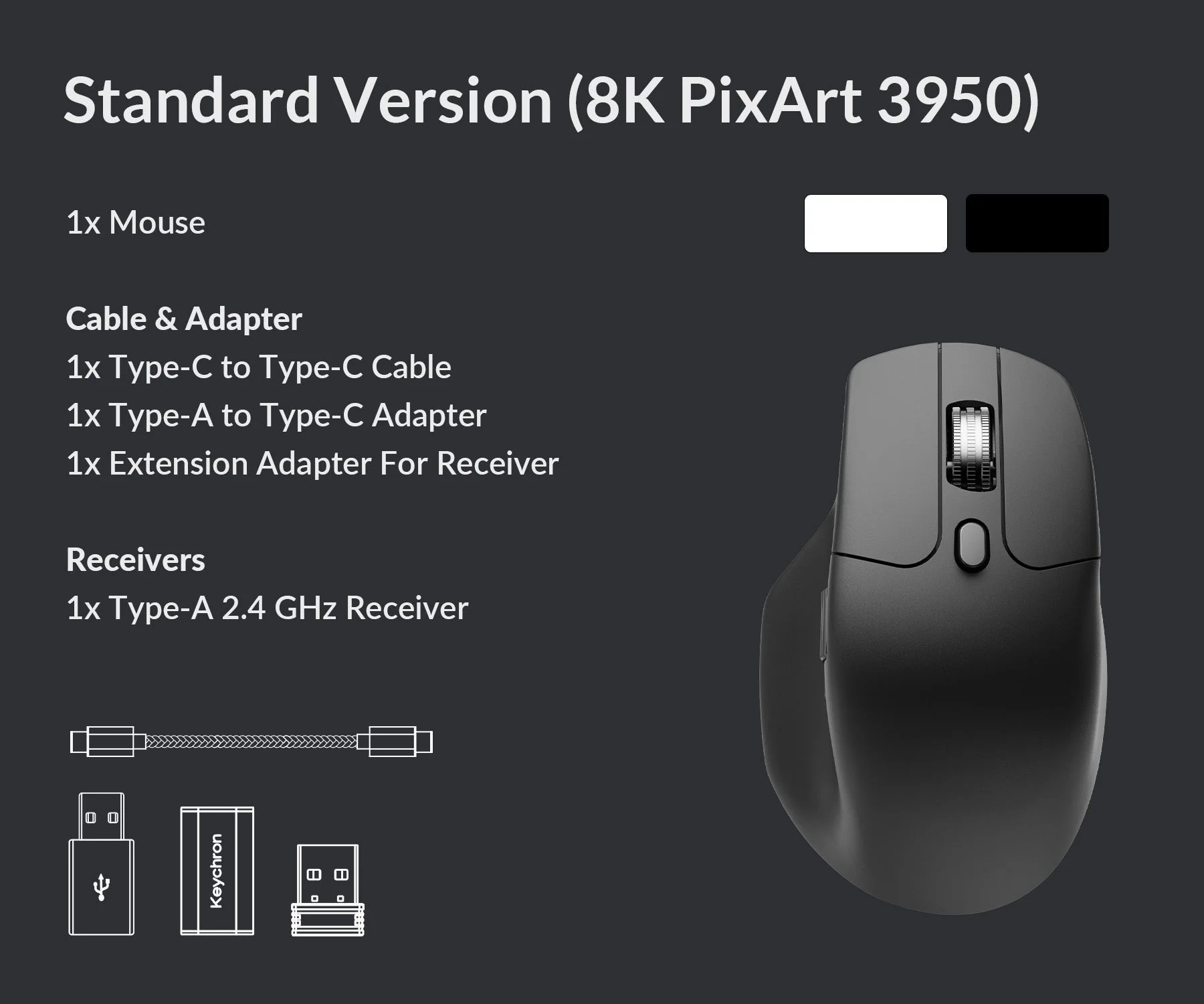 Keychron M6 All Silent PixArt 3950 Wireless 8K Steel Scroll Wheel Mouse - Image 2