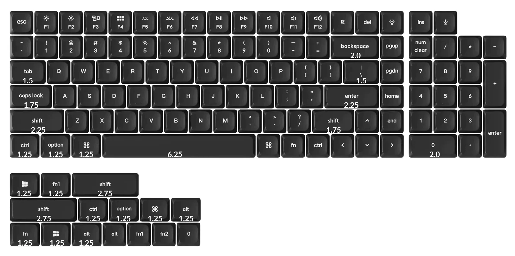 Keychron White on Black 118 Key LSA Profile Double Shot PBT Keycap Set - Image 2