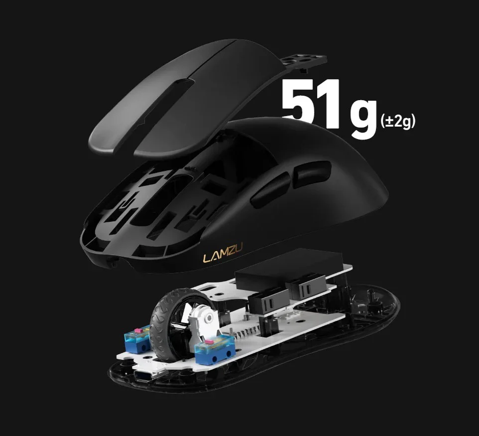 LAMZU Atlantis Mini Charcoal Black Wireless 1K / 4K Mouse - Image 7