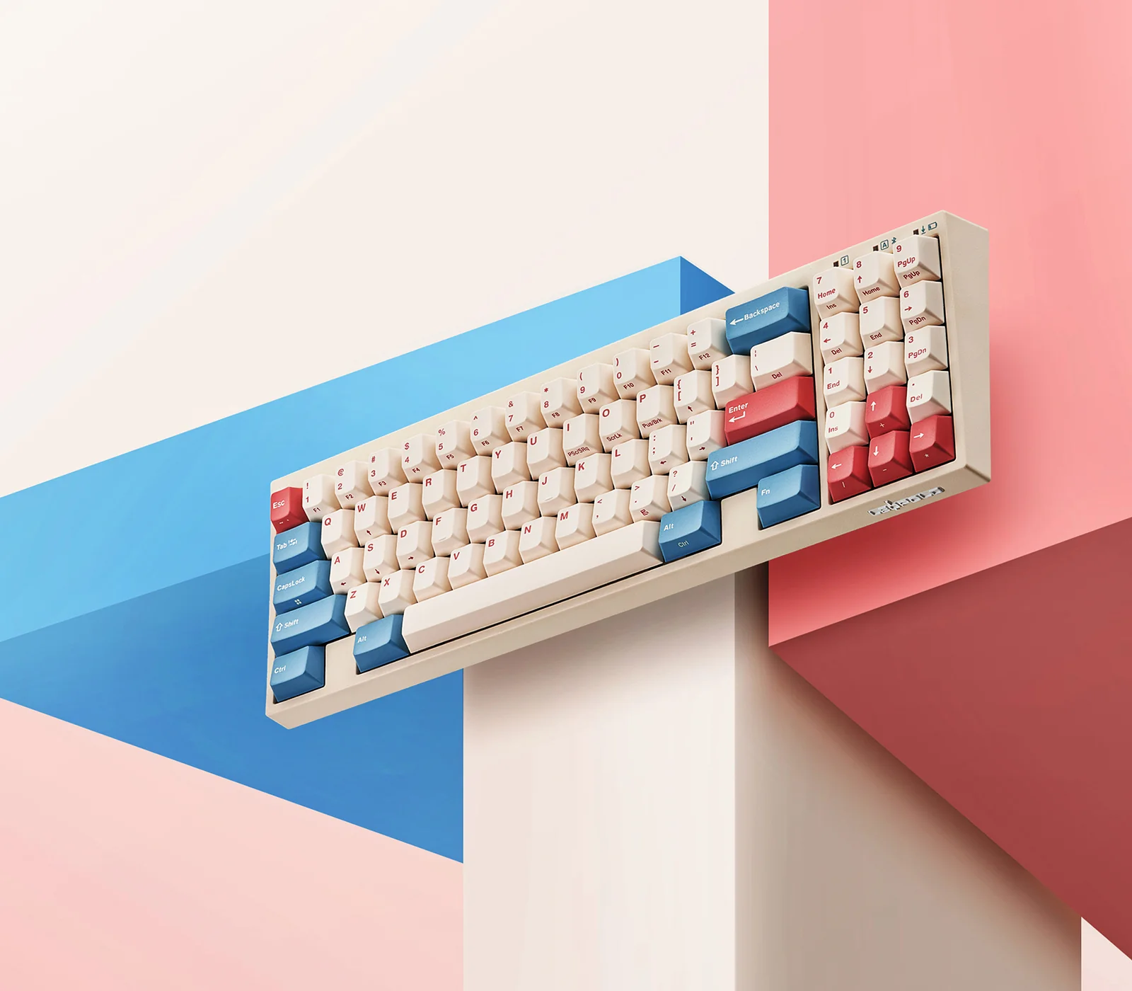 Leopold FC730MBT V2 Coral / Blue Bluetooth Mechanical Keyboard - Image 5