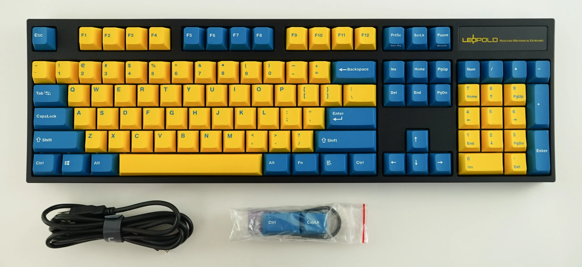 Leopold FC900R Yellow/Blue PD Double Shot PBT Black Case Mechanical Keyboard - Image 7
