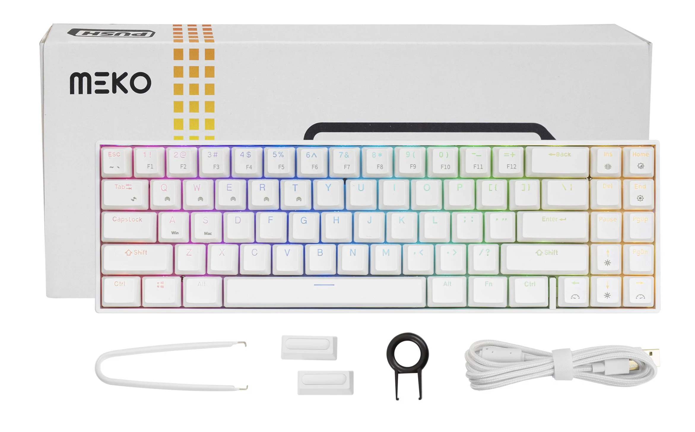 Meko Push White 65% Hotswap Bluetooth RGB Double Shot ABS Mechanical Keyboard - Image 2
