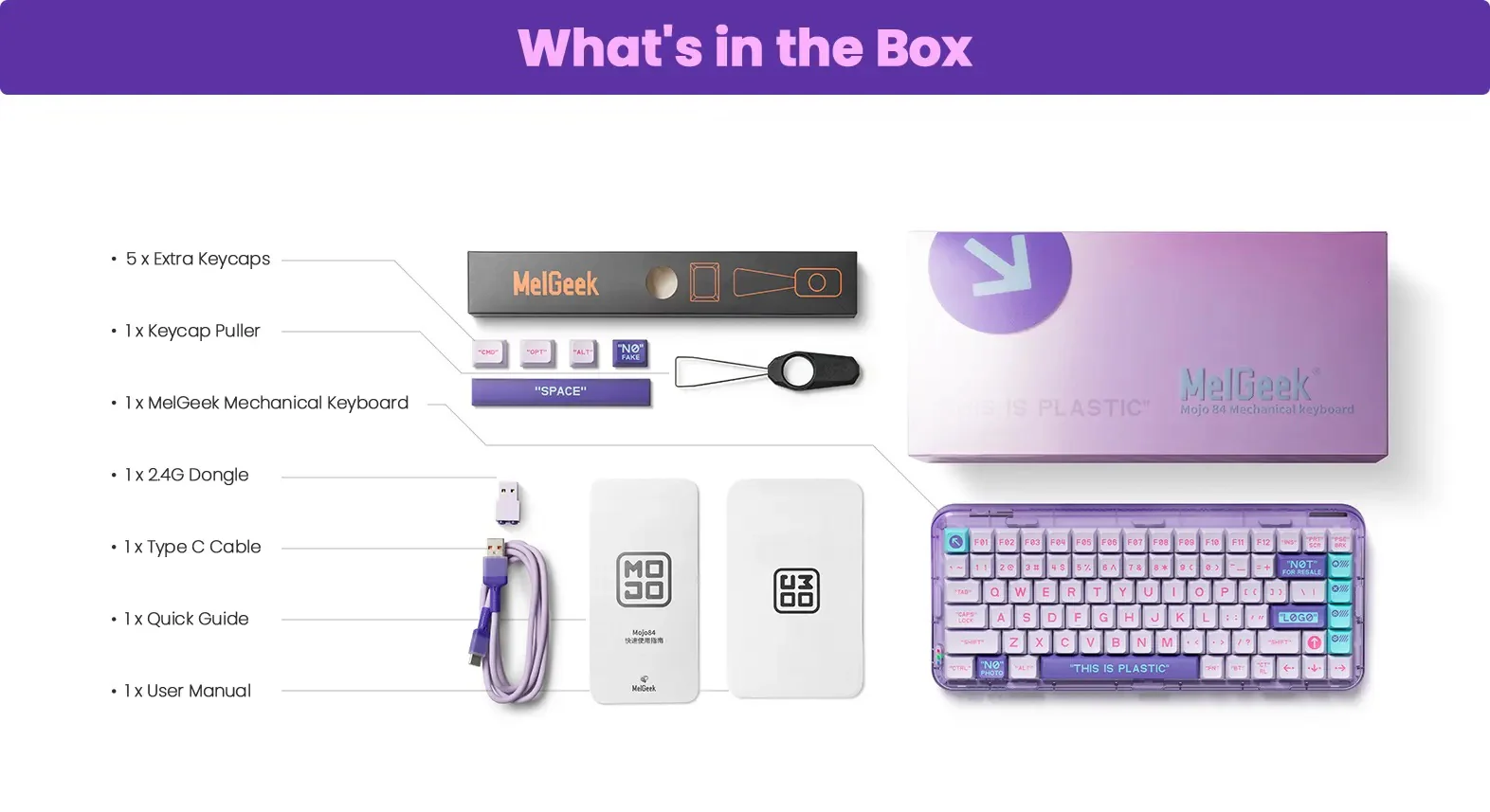 MelGeek Mojo84 Vaporwave 75% Hotswap Wireless RGB Mechanical Keyboard - Image 7