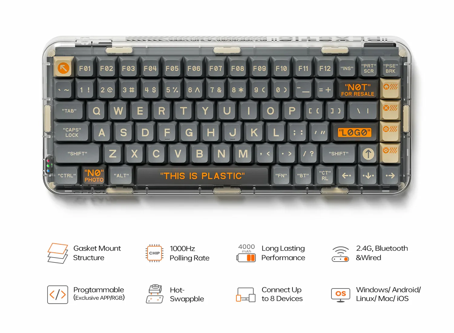 MelGeek Mojo84 Wasteland 75% Hotswap Wireless RGB Mechanical Keyboard - Image 7