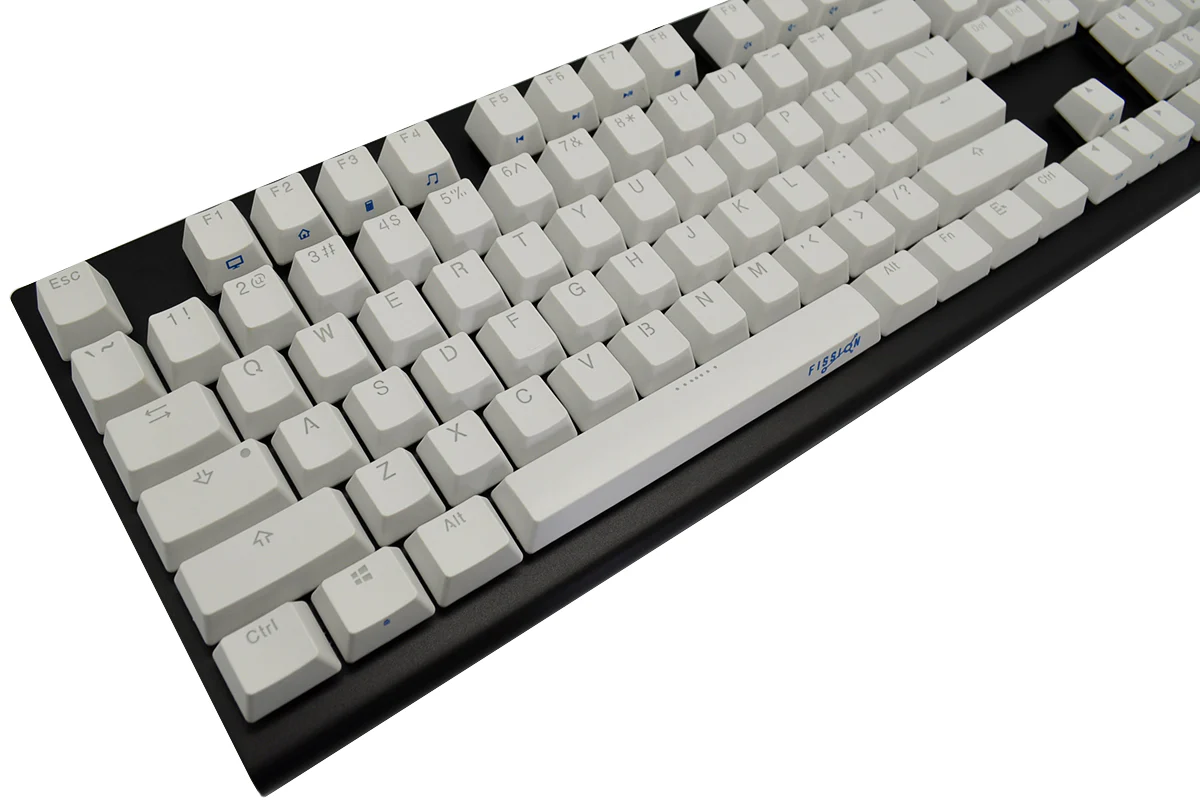MK Fission White Keycaps White LED Double Shot PBT Mechanical Keyboard - Image 3