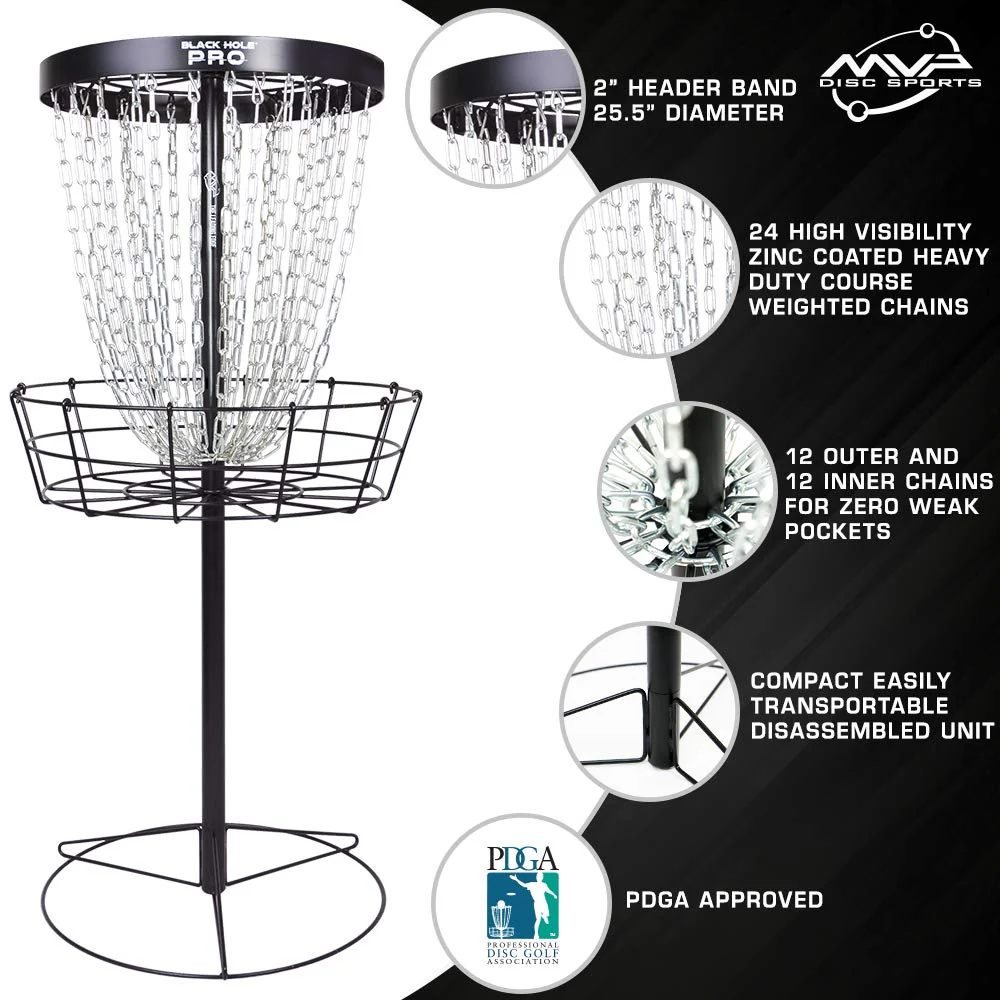 MVP Disc Sports Black Hole Pro 24-Chain Disc Golf Basket Target - Image 2