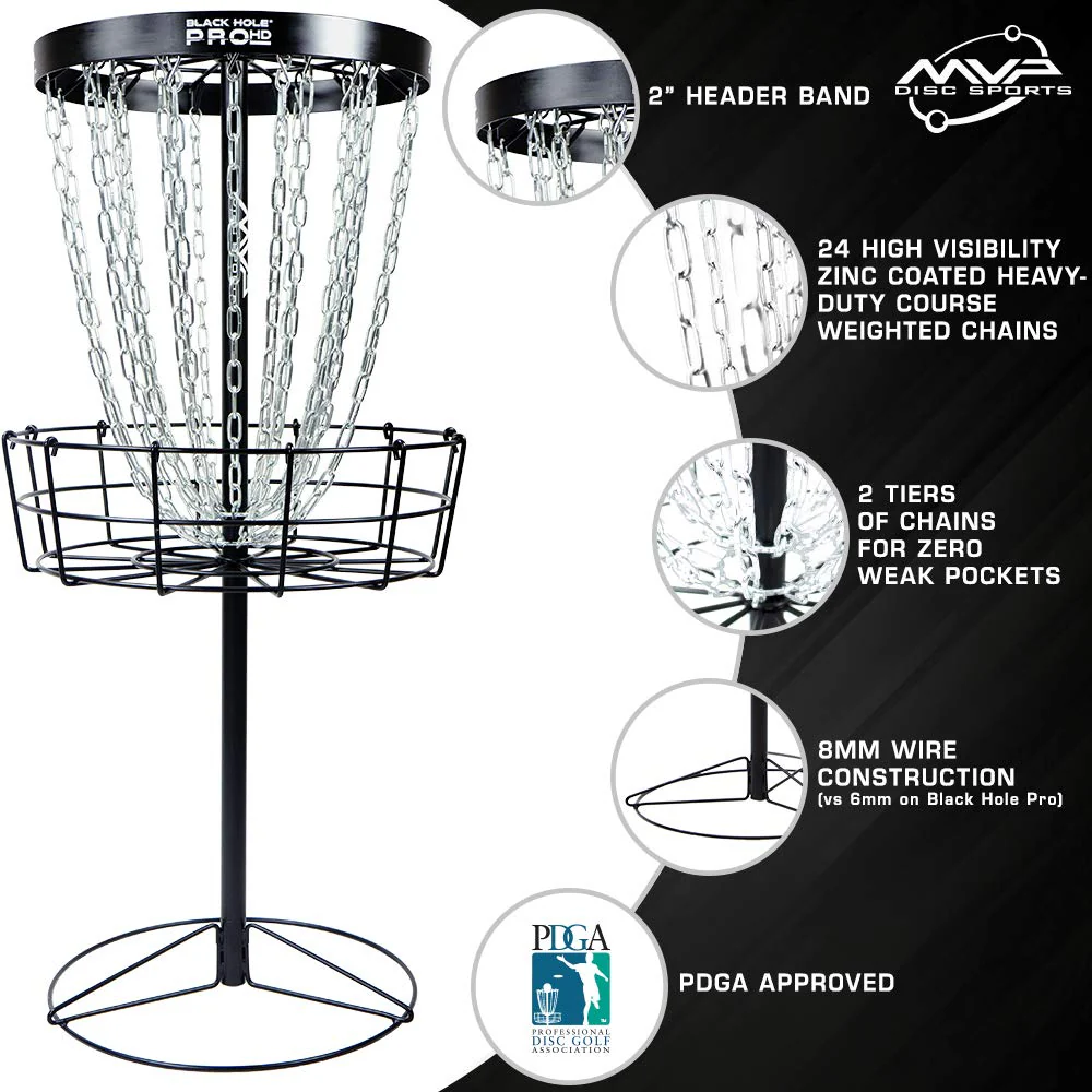 MVP Disc Sports Black Hole Pro HD 24-Chain Disc Golf Basket Target - Image 2