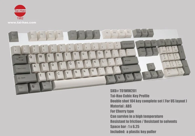 Tai-Hao Concrete 115 Key Cubic Profile Double Shot ABS Keycap Set - Image 3