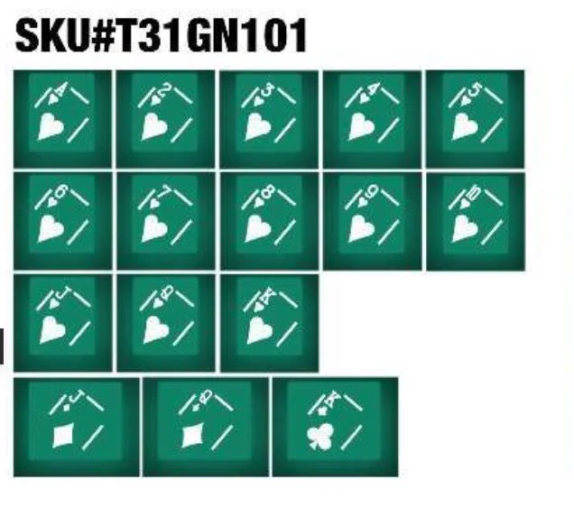 Tai-Hao Green Playing Cards 16-Key Cubic Profile Double Shot ABS Translucent Keycap Set - Image 2