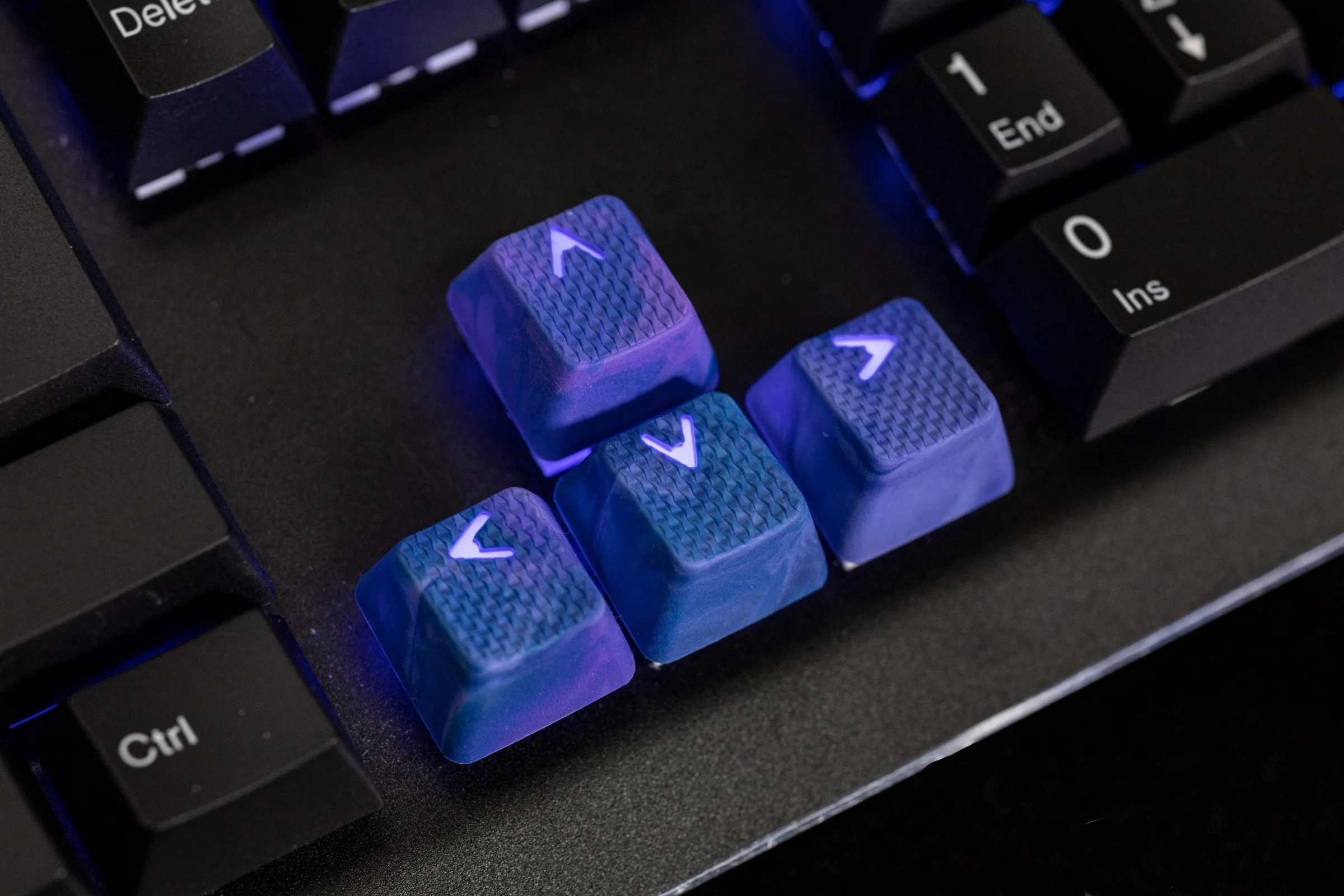 Tai-Hao Dark Purple & Blue Camo 23 Key OEM Profile TPR Rubberized Gaming Keycap Set - Image 4