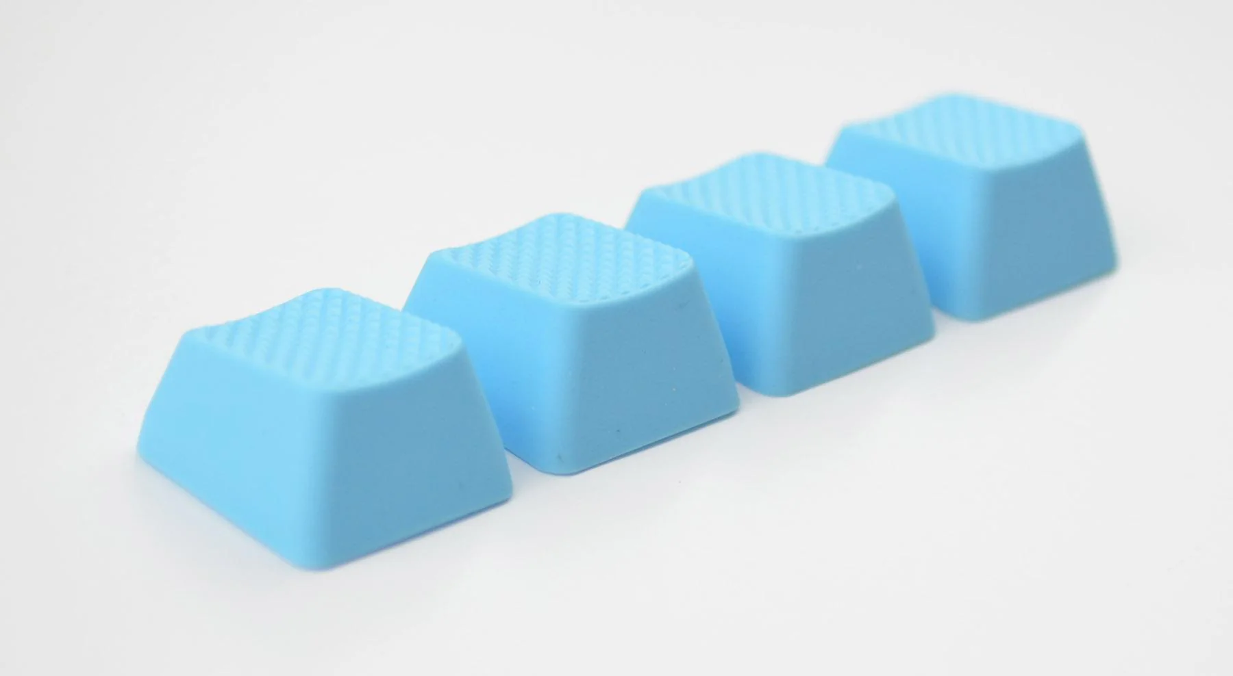Tai-Hao Neon Blue Row 2 Blank 4 Key OEM Profile TPR Rubber Keycap Set - Image 2