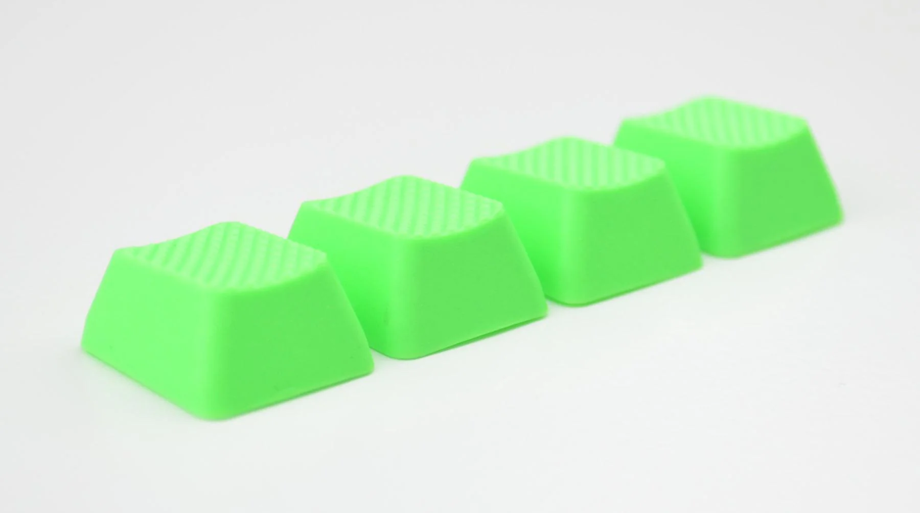 Tai-Hao Neon Green Row 2 Blank 4 Key OEM Profile TPR Rubber Keycap Set - Image 3