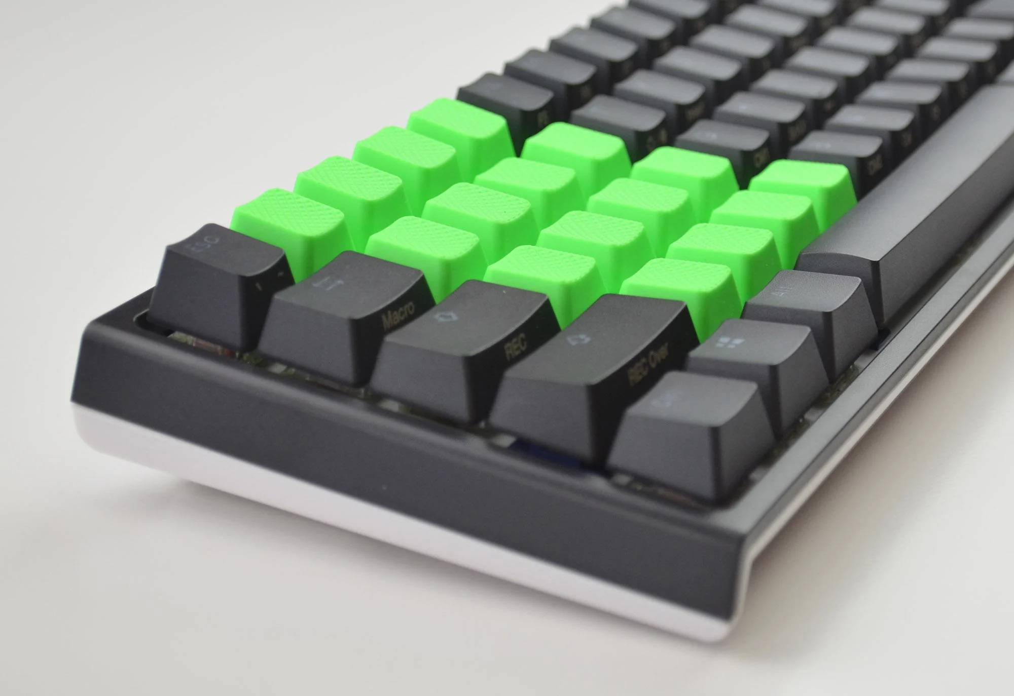 Tai-Hao Neon Green Row 2 Blank 4 Key OEM Profile TPR Rubber Keycap Set - Image 4