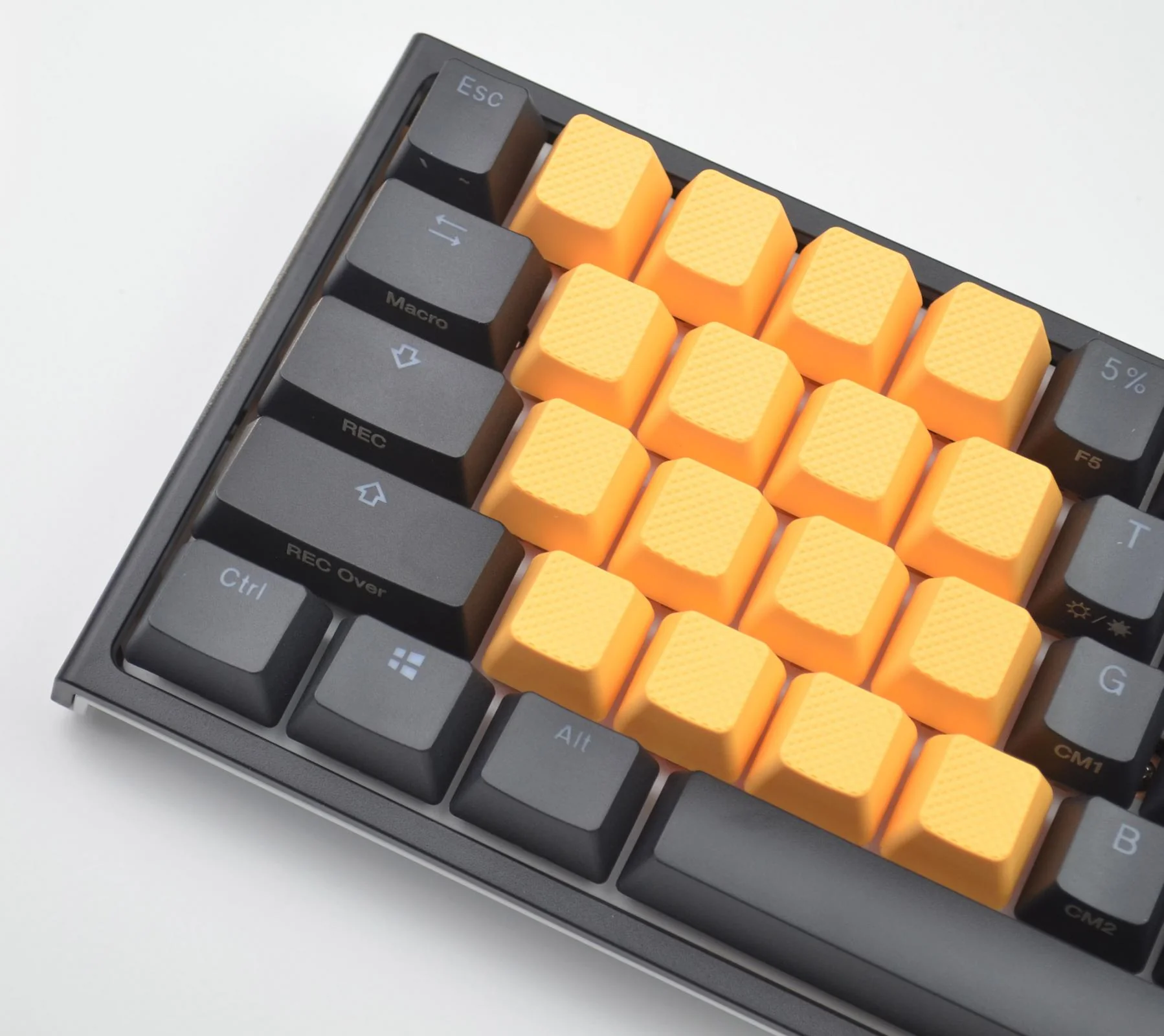 Tai-Hao Neon Orange Row 4 Blank 4 Key OEM Profile TPR Rubber Keycap Set - Image 5