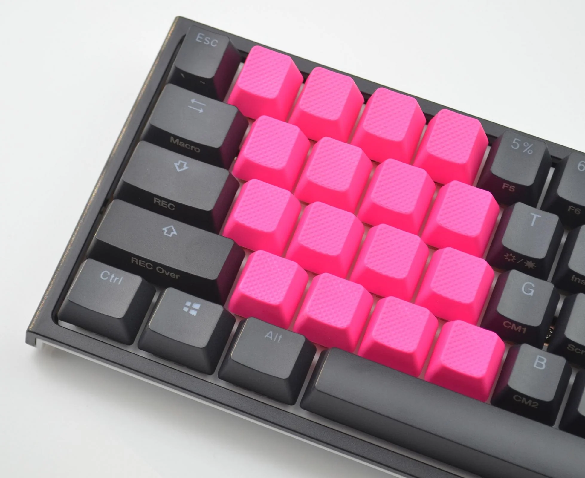 Tai-Hao Neon Pink Row 3 Blank 4 Key OEM Profile TPR Rubber Keycap Set - Image 5