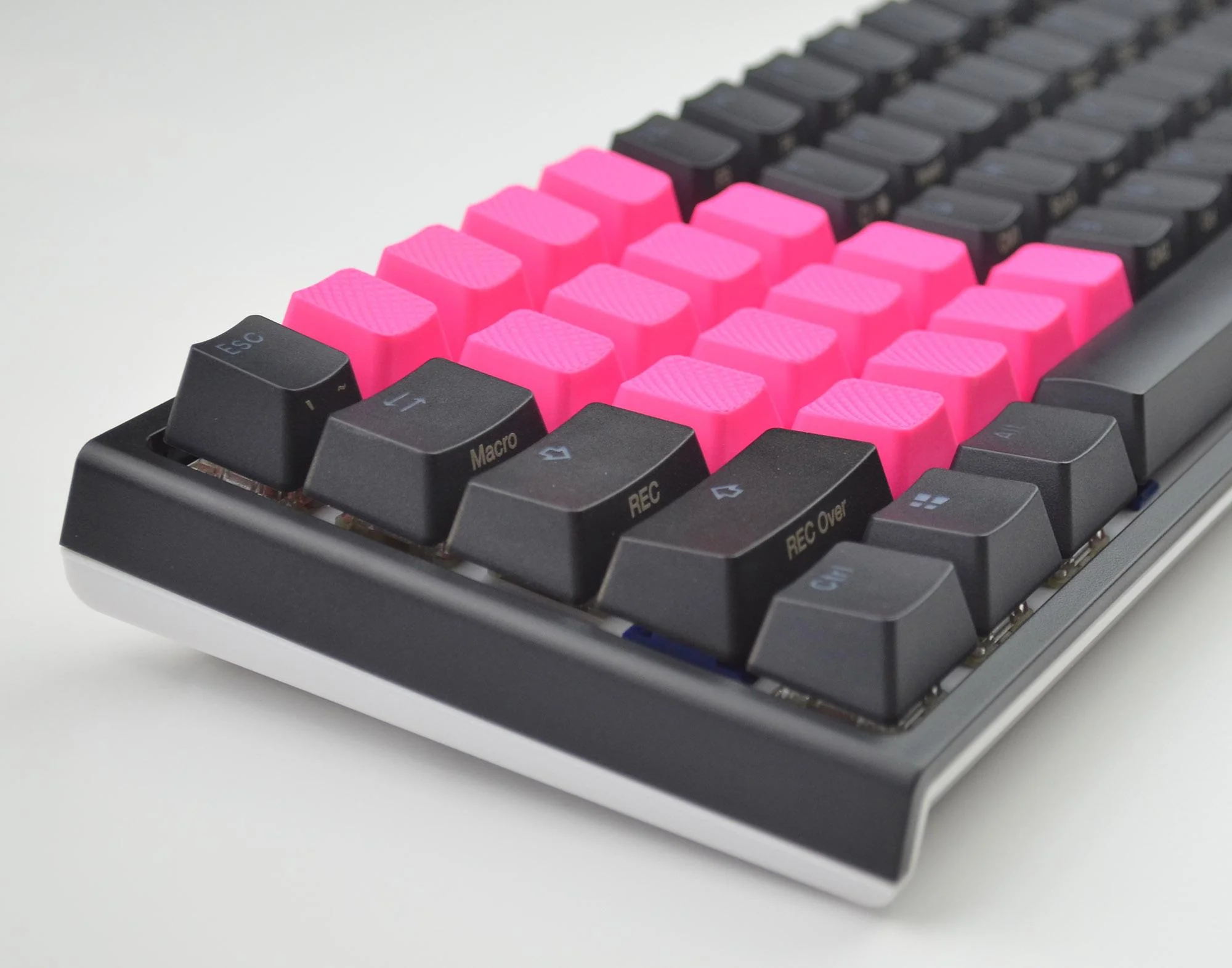 Tai-Hao Neon Pink Row 4 Blank 4 Key OEM Profile TPR Rubber Keycap Set - Image 4