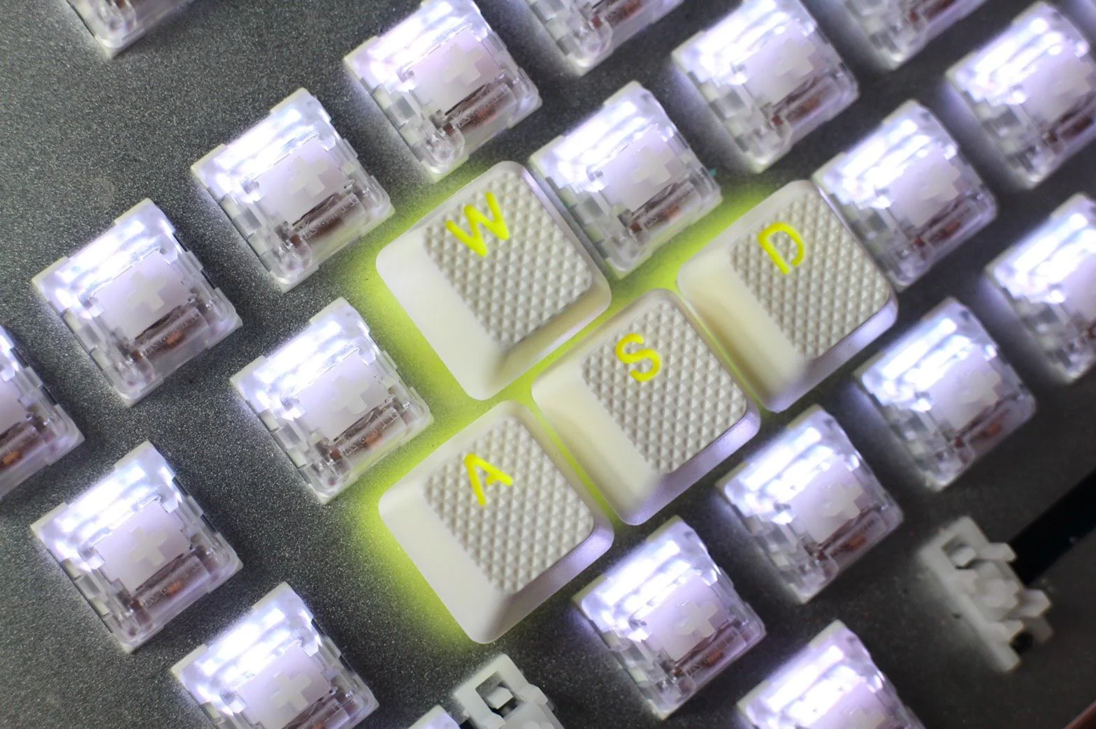 Tai-Hao White w/ Green Legends 8 Key OEM Profile Double Shot POM Keycap Set - Image 2