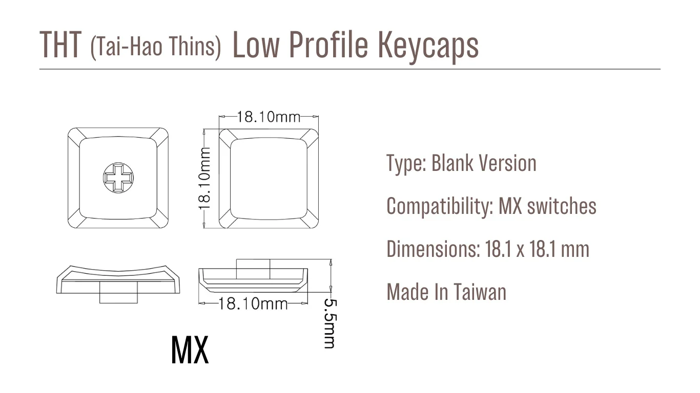 Tai-Hao Forest Green THT Blank 18 Key PBT Low Profile Keycap Set - Image 5