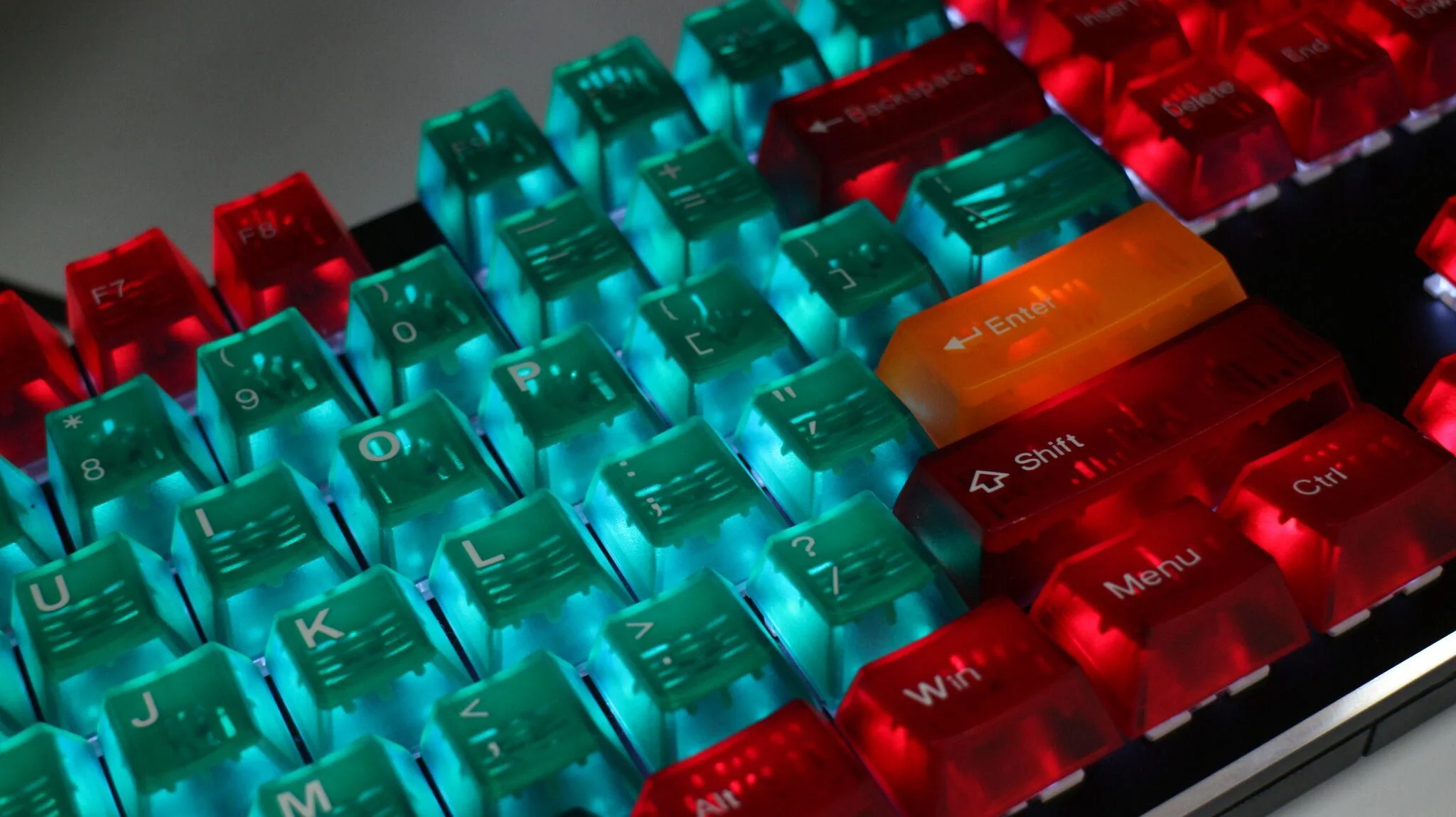 Tai-Hao Green & Red Translucent 152 Key Cubic Profile Double Shot ABS Keycap Set - Image 3