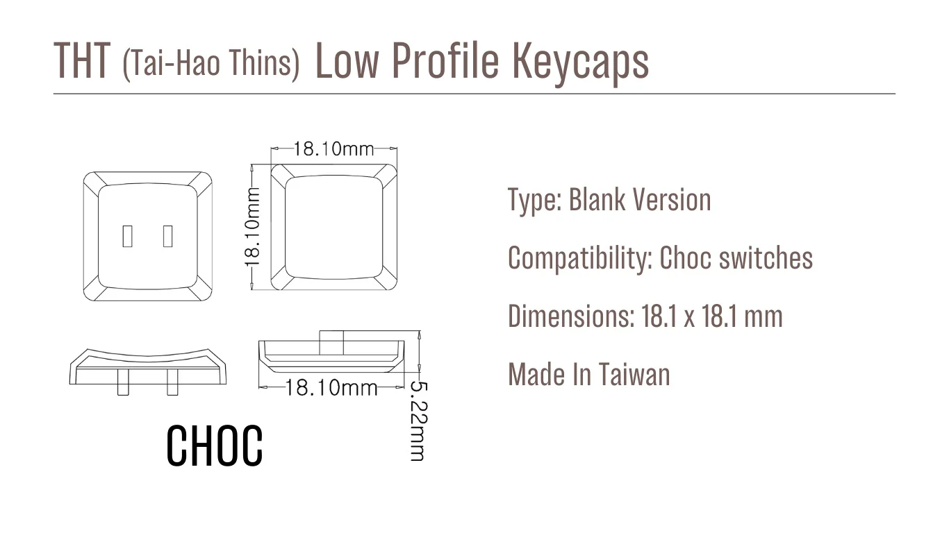 Tai-Hao Purple THT Blank 18 Key ABS Low Profile Keycap Set - Image 3